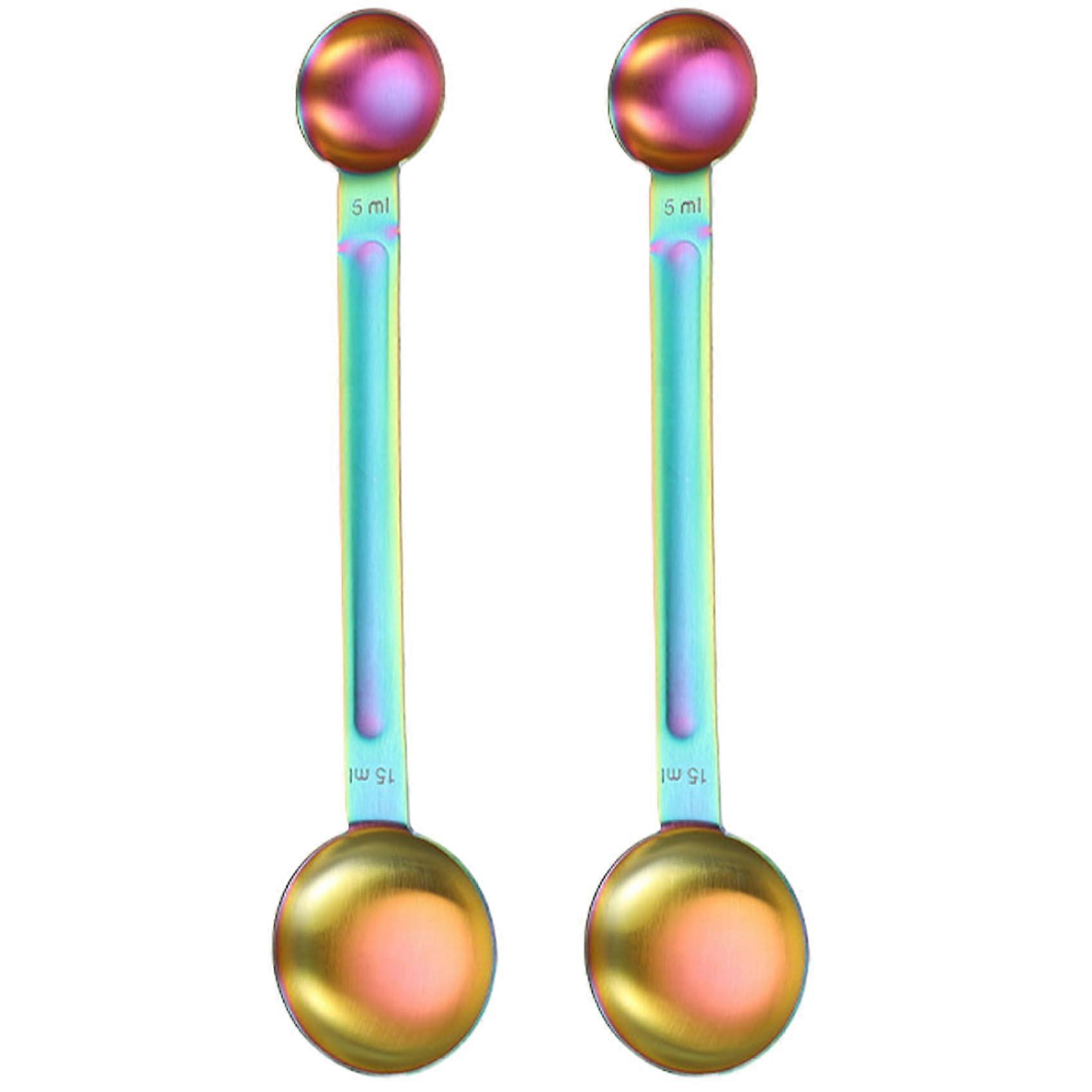 Coffee Measuring Scoop 2Pcs Double Heads, 5ml 15ml Stainless Steel Spoon