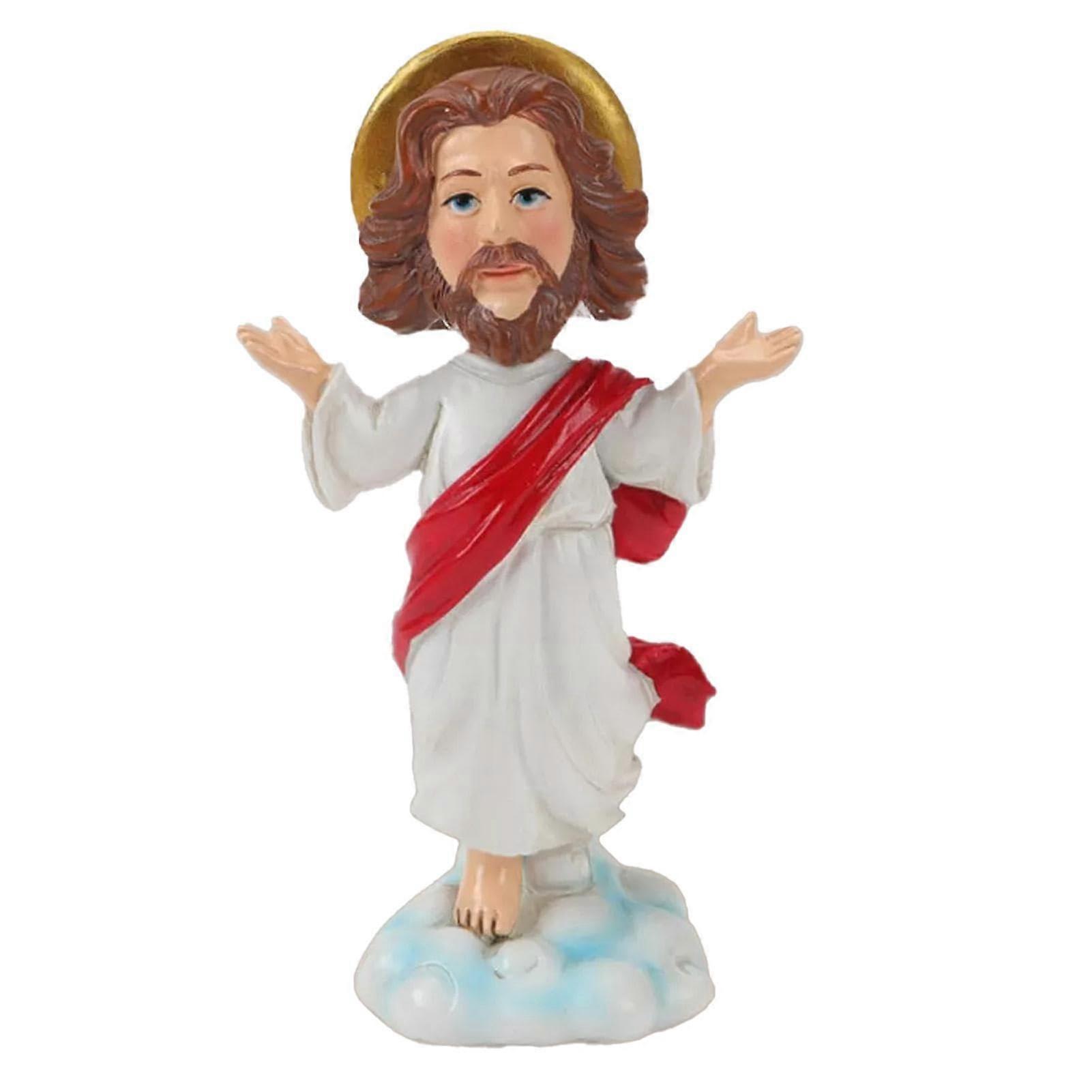 Jesus Christ Bobble Head Figure for Car Dashboard - Solar Powered Dashboard Doll, Religious Car Ornament, 7-Inch Size