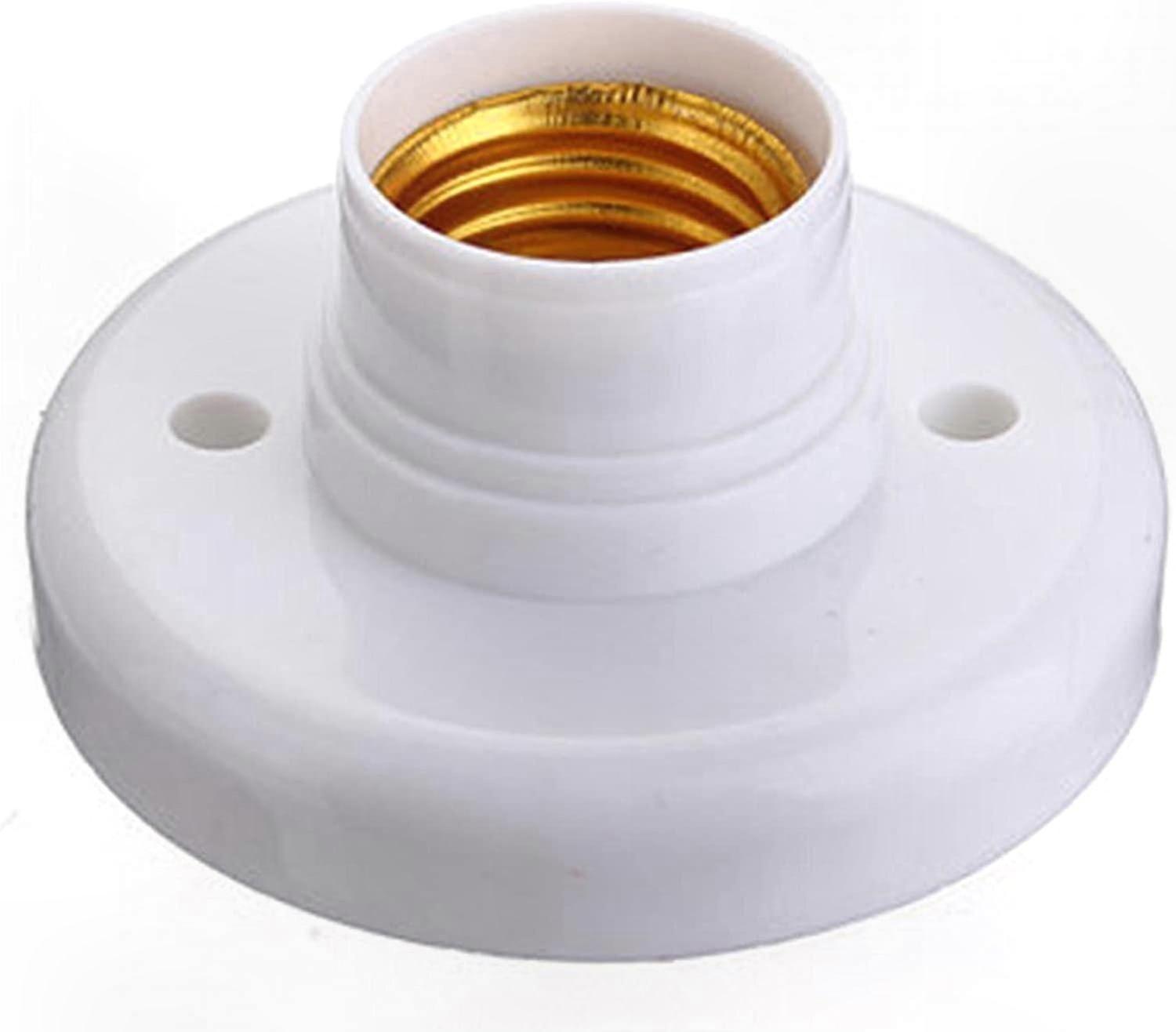 E27 Bulb Socket, Round Plastic Screw Holder 2-Pack
