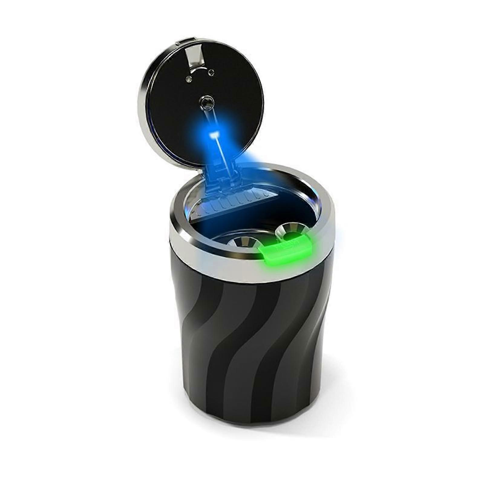 Car Ashtray, Portable with Lid, LED Light, Flame Retardant, Sealed (1)