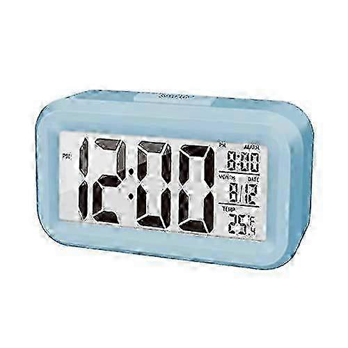 4.3 Inch Digital LED Alarm Clock with Temperature Display, Loud Alarm, Snooze Function & Calendar - Blue