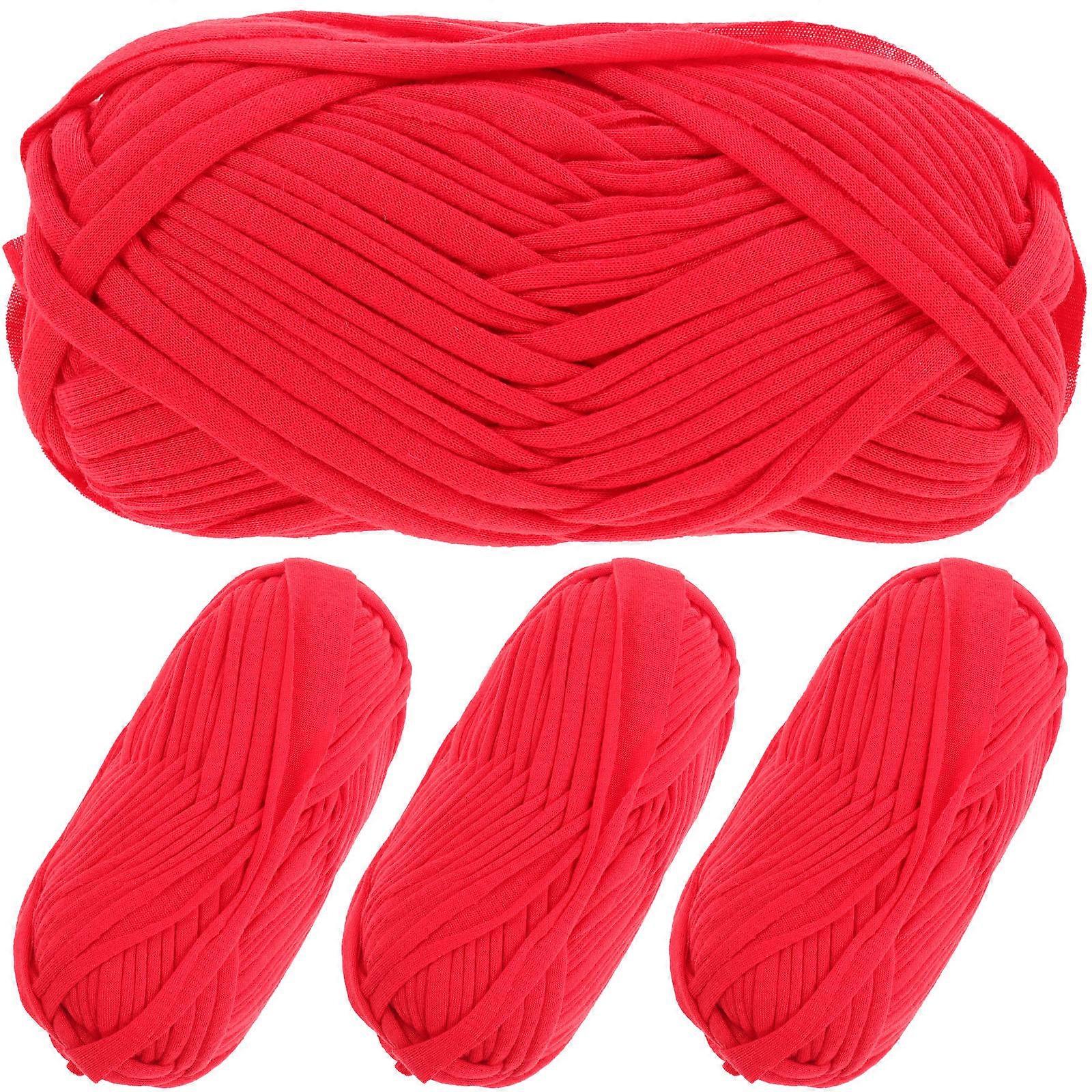 Blanket Yarn Braided Yarns for Handicraft Crocheting Diy Projects Red Polyester Material for Handicraft Enthusiasts 4rolls
