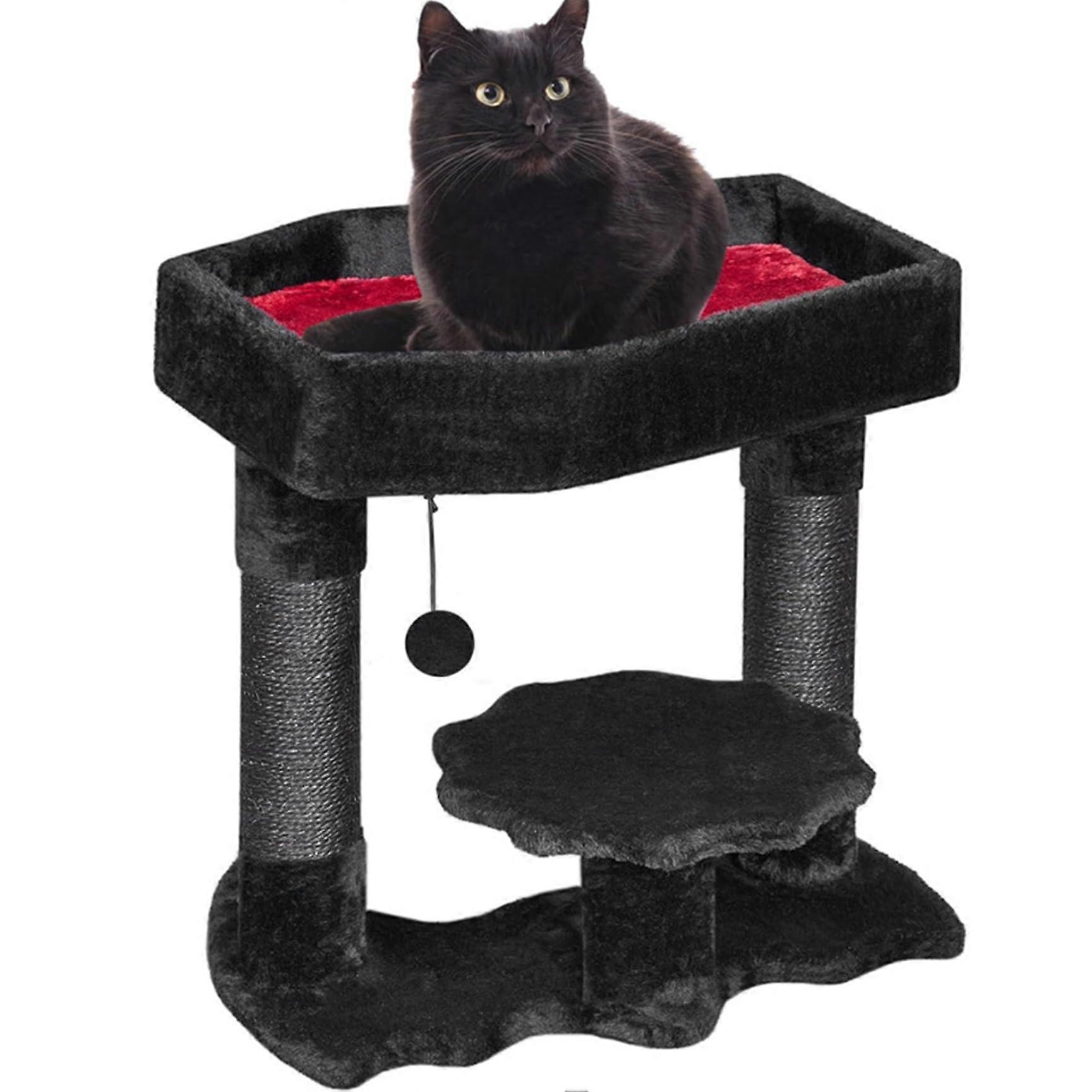 Gothic Cat Tree With Coffin Cat Bed, Halloween Black Cat Tower With Sisal Scratching Posts And Spider Toy, 20-Inch Tall