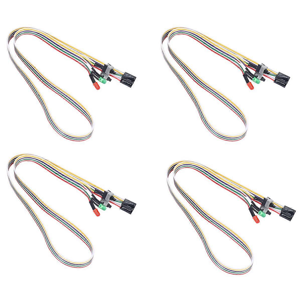 4X PC Case Red Green LED Lamp ATX Power Supply Reset HDD Switch Lead 20 inch