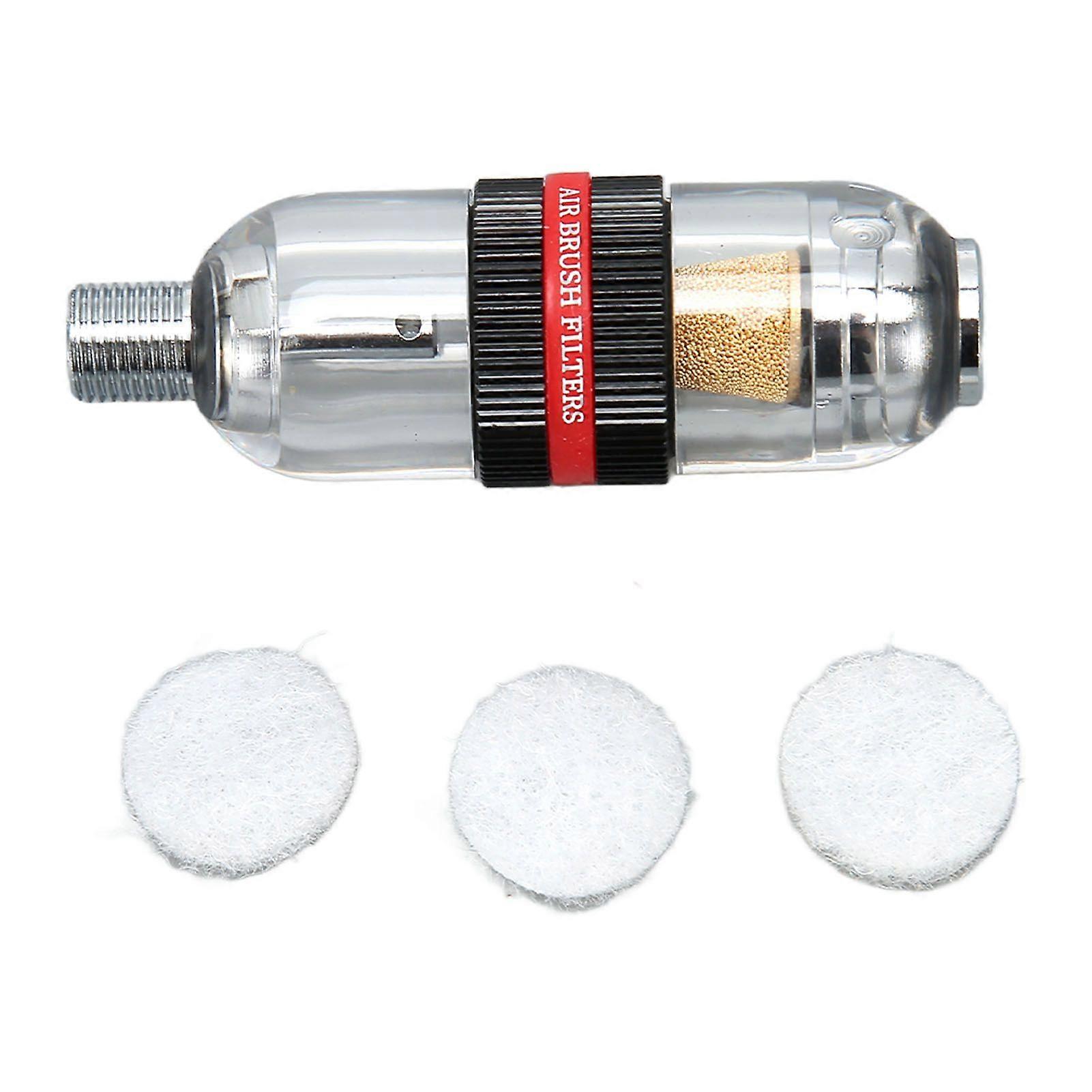 Water Oil Separator with 3 Filter Cotton Easy to Install Airbrush Filter Replacement for Spray Gun Black