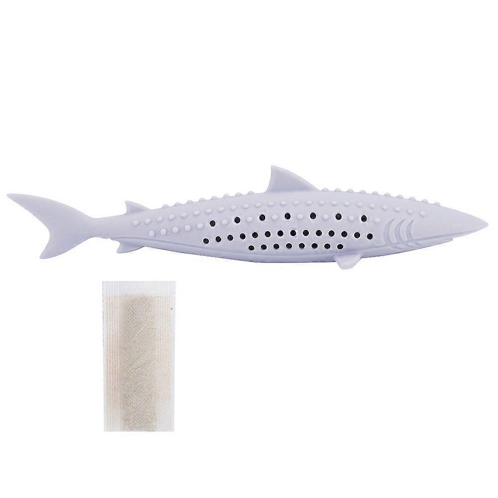 Silicone Pet Cat Catnip Molar Teeth Cleaning Simulation Fish Shape Training Interactive ToyPurple