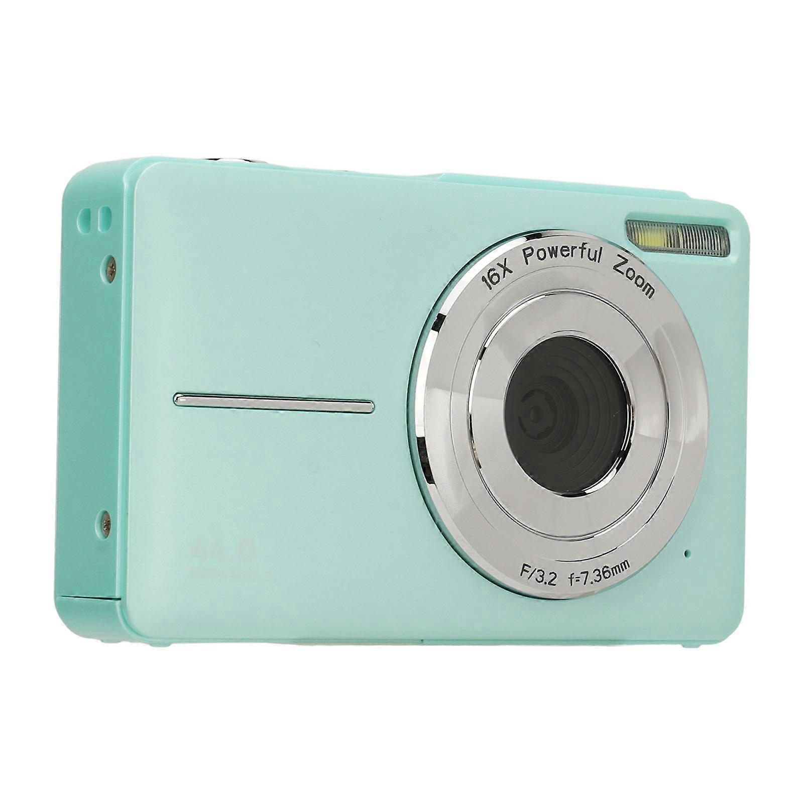 44MP Pocket Digital Camera 16X Zoom 2.5" IPS Green UK Plug