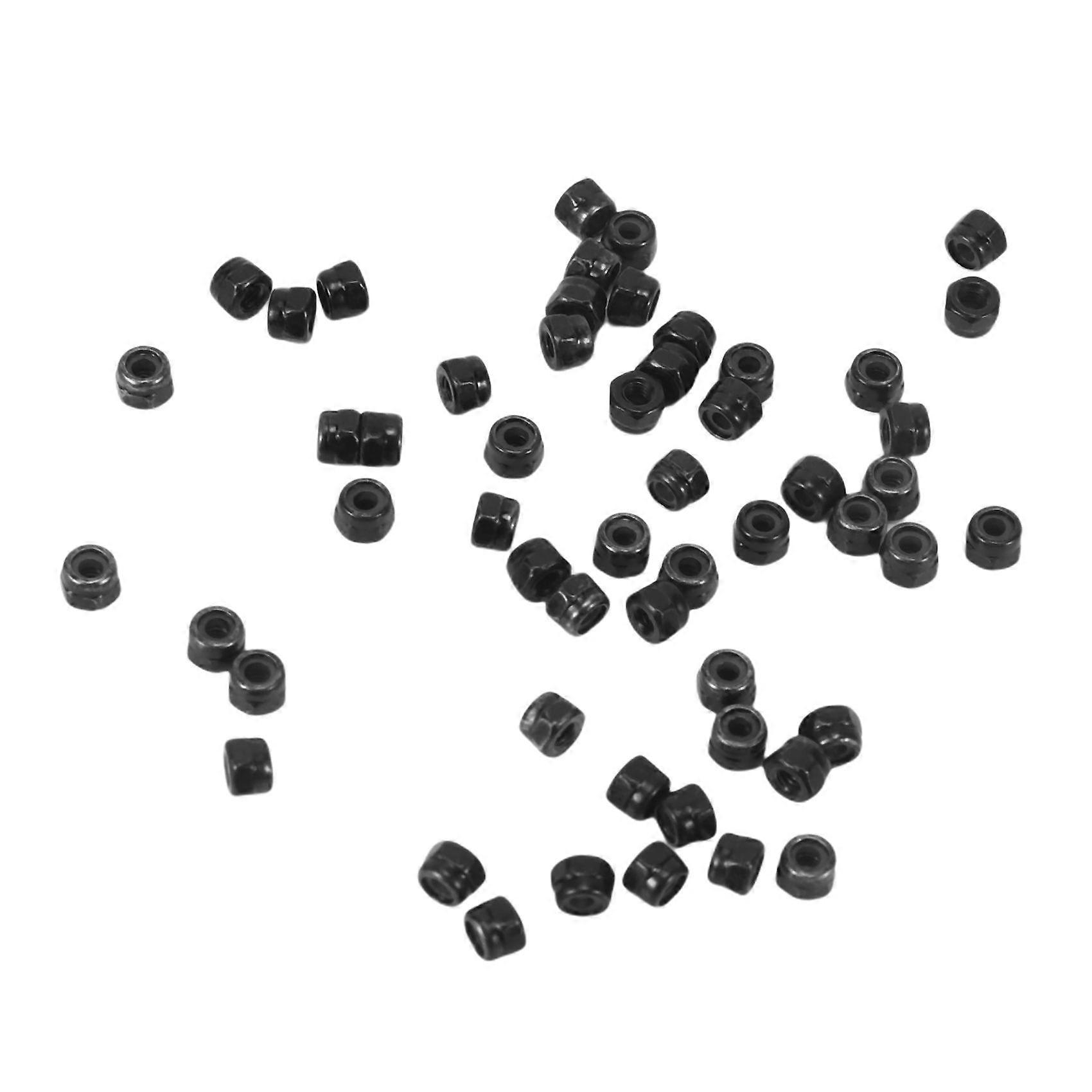 M2 Plated Nylock Nylon Insert Hex Lock Nuts Black 50pcs