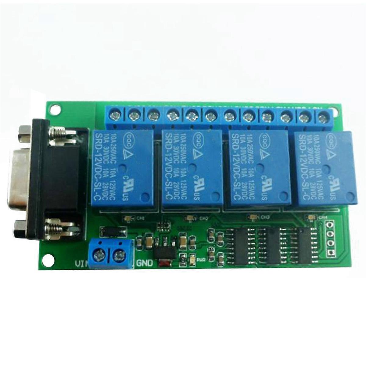 DC 12V 4 canaux RS232 Relais Board PC USB DB9 Interface Module de relais Port série Télécommande Swit