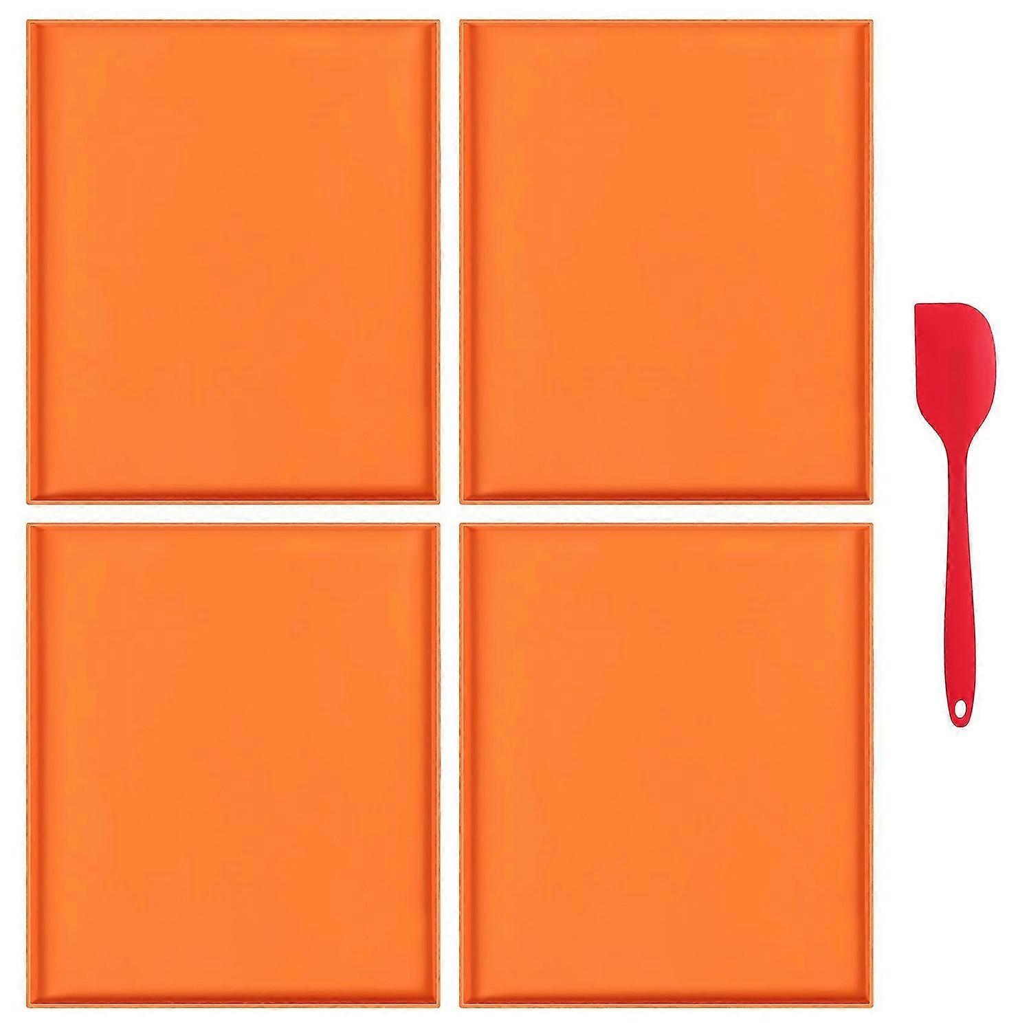 4PCS Silicone Dehydrator Sheets Dehydrator Mats with Edge for Fruit Leather Liquid Fruits Meat Herbs with Scraper