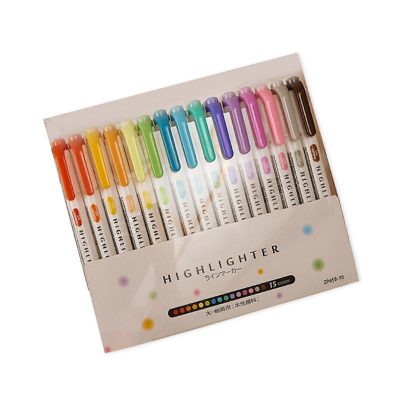 Double Ended Highlighter Marker 10/15Color Highlighter Pen For Notebook Journal Color Coding Highlighting Texts Notes Multicolor