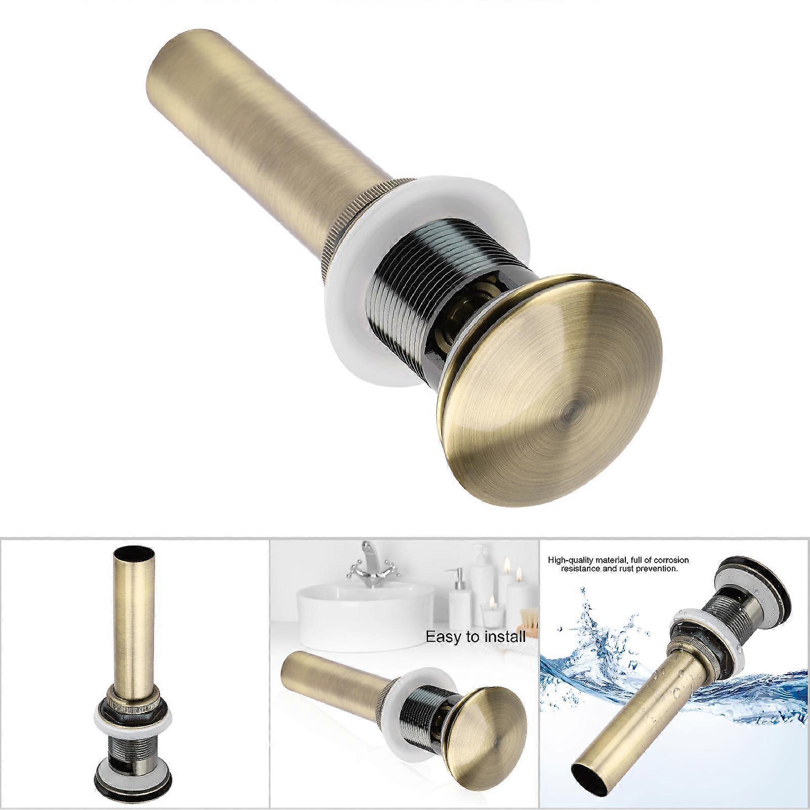 G1 1/4" Brass Pop Up Basin Drain Assembly with Overflow, Green Bronze