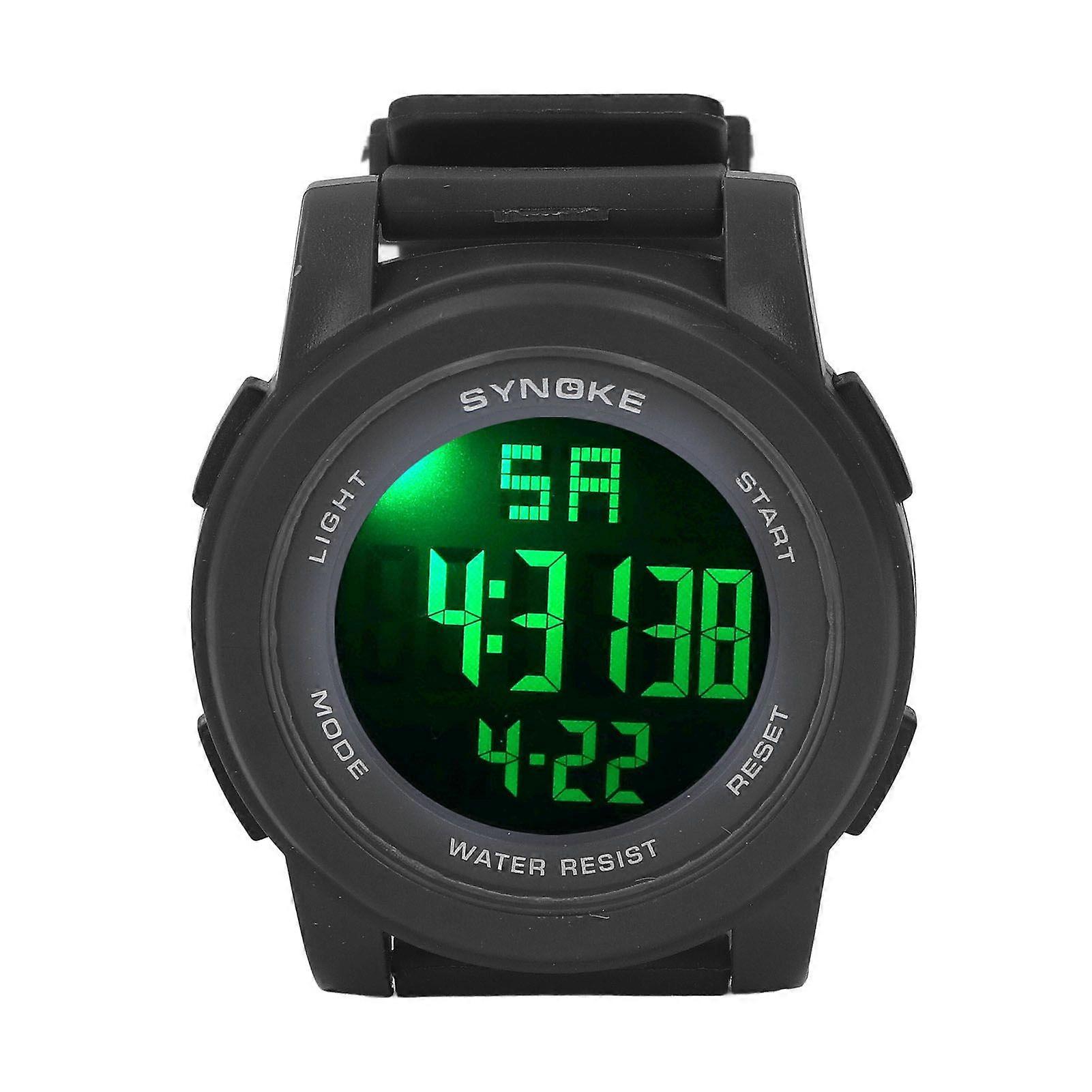 Digital Sports Watch Multifunctional Large Display Luminous 5Bar Waterproof Swimming Watch for Running Hikes Black