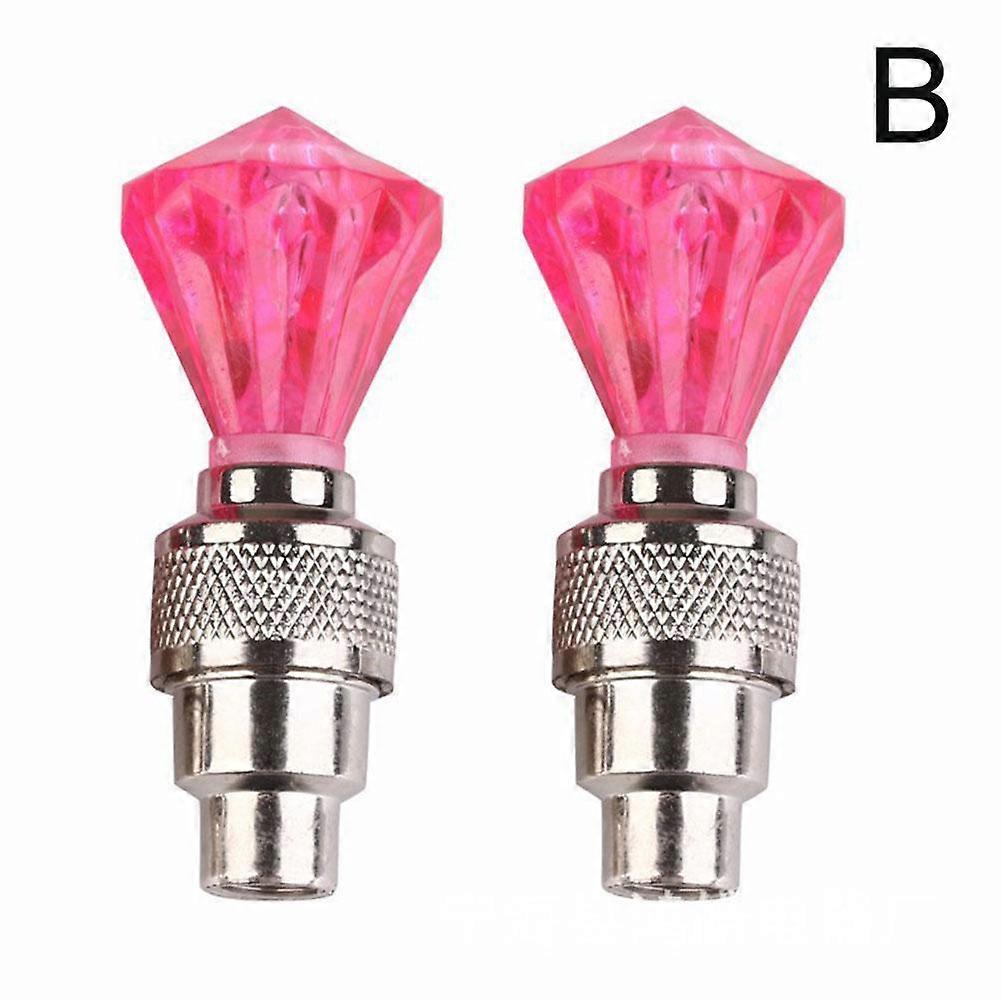 Cujmh LED Wheel Lights Alloy Car Tire Valve Cap Colorful Bike Motorcycle Accessories 2pcs