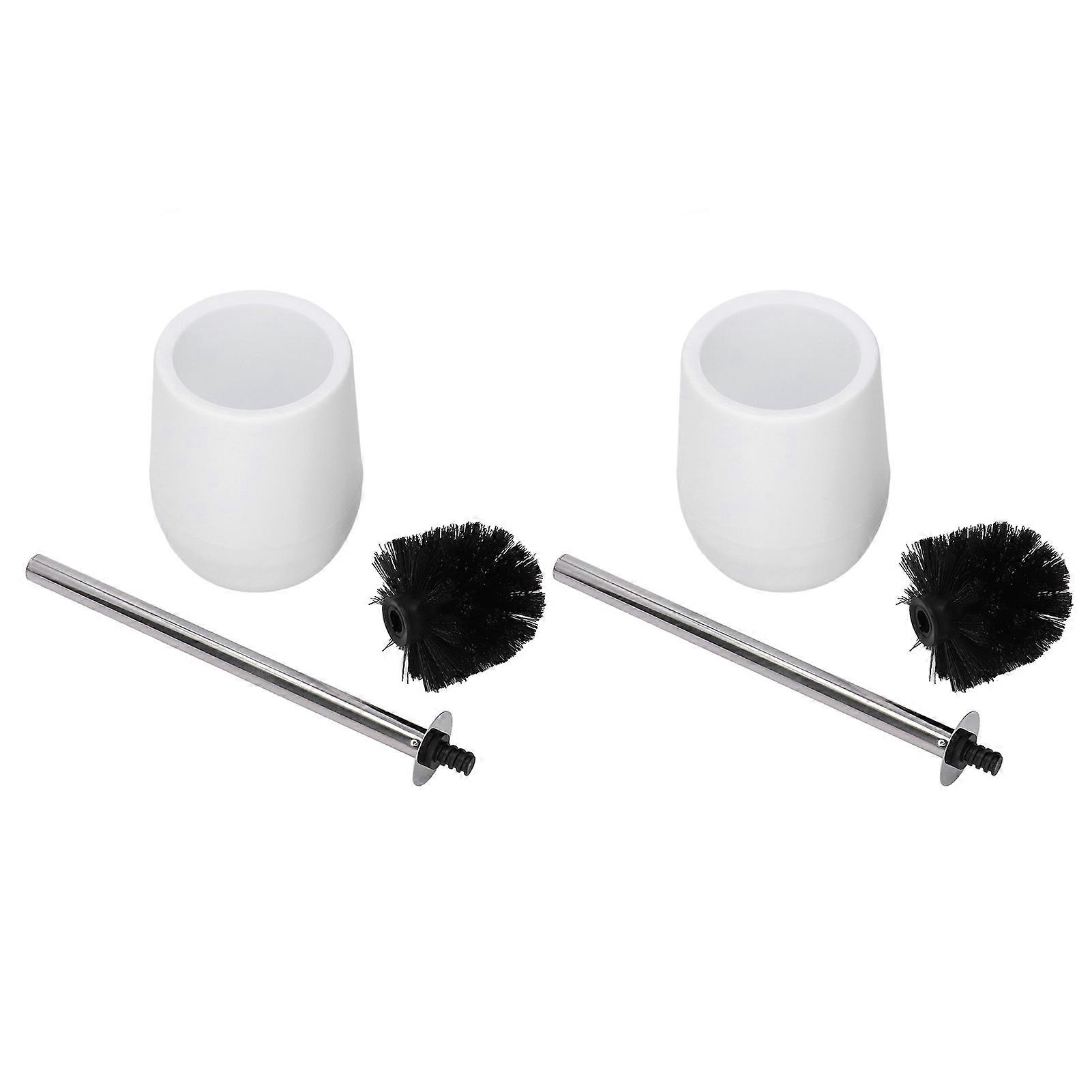 2pcs Toilet Bowl Cleaner Brush Set Lockable Thread White Durable
