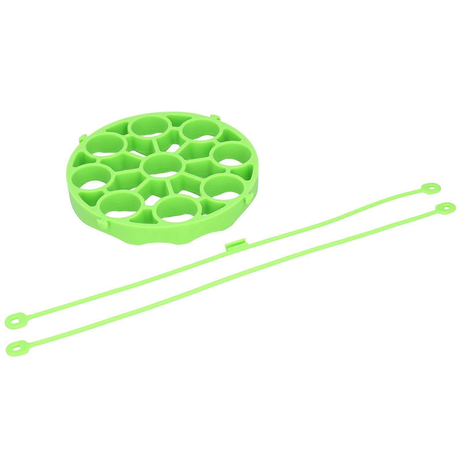 Egg Rack Cooker 9-Hole Portable Silicone Steamer Tray Cookware Kitchen Utensils Green