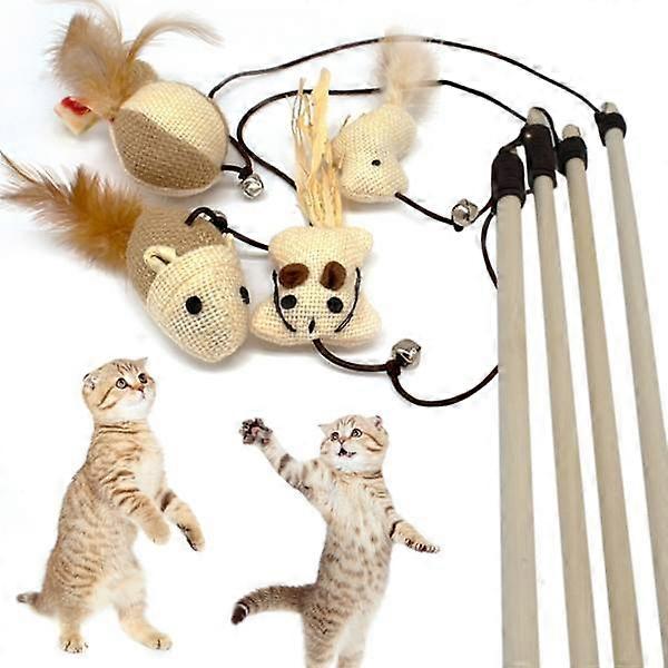 Knitted Cat Toy - Beige, Interactive Cat Toy