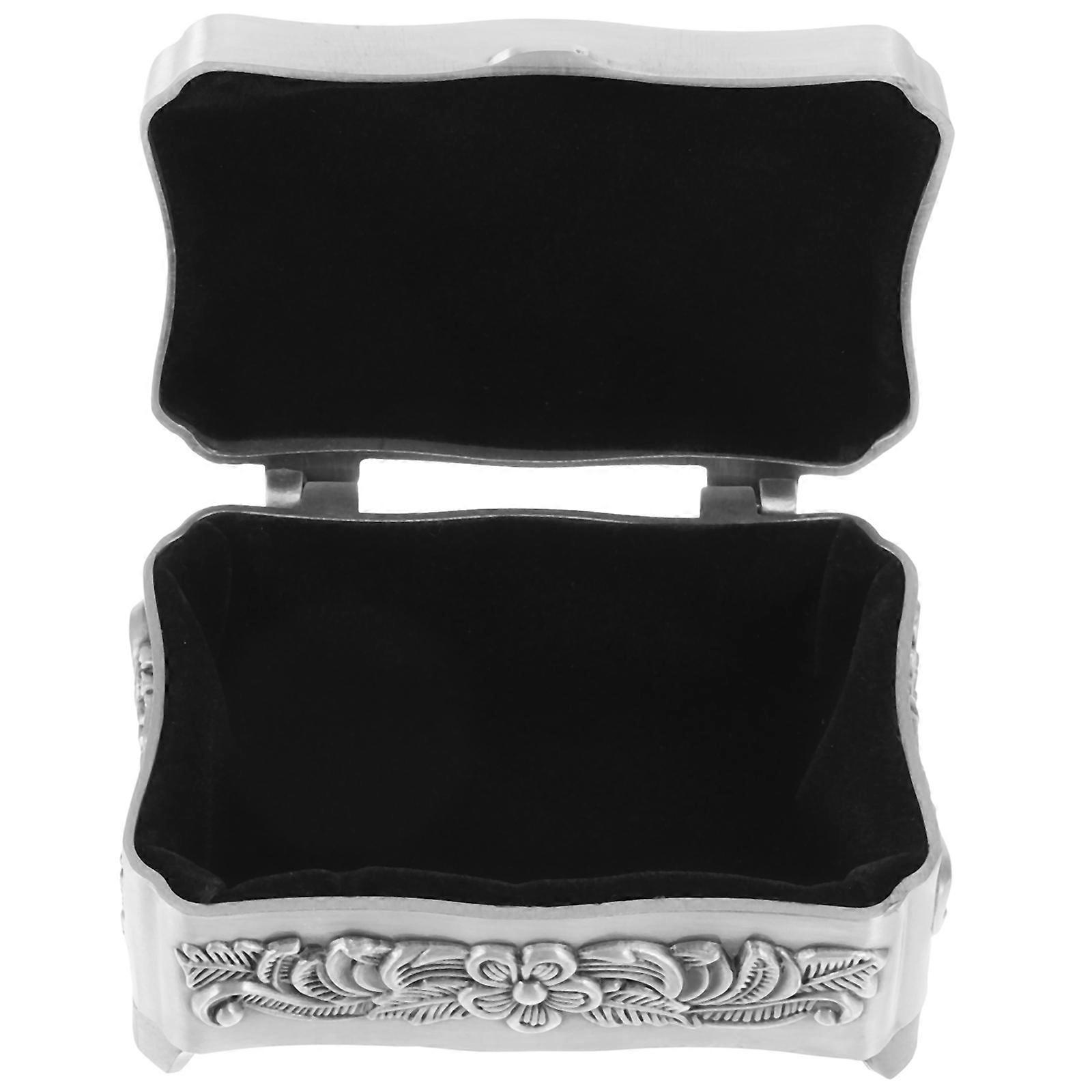 Alloy Keepsake Box Rectangular Silver Zinc Alloy for Bedroom Storage Dustproof 1Pack