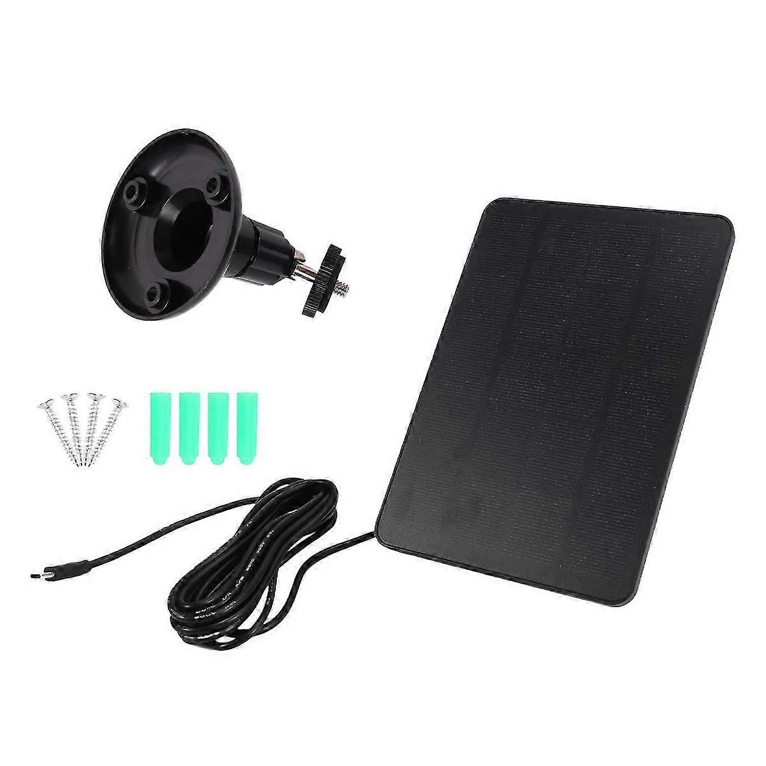 Waterproof 4W Solar Panel for Home Security Camera Black