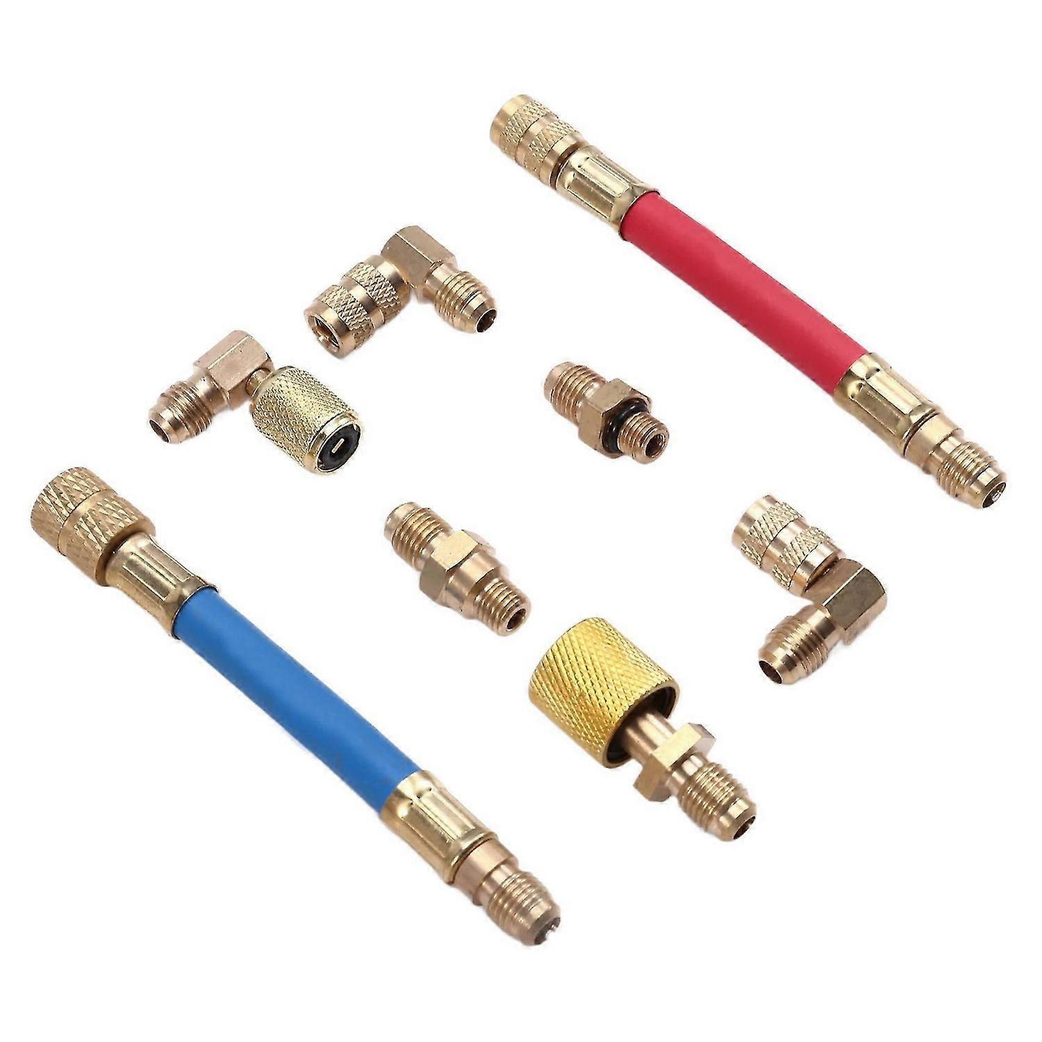 8pcs Car Air Conditioner Refrigeration R134A R12 Multi Purpose Converting Adapter Air Condition Adapters Connector