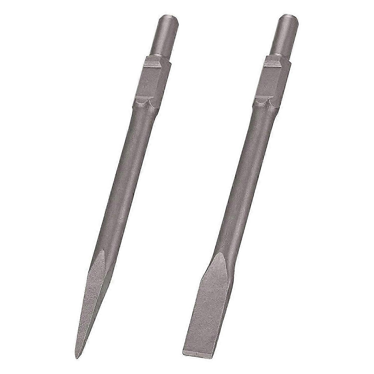 2pc 1-3/16 Inch Hex Chisel Set with Point & Flat Chisels for Heavy Duty Electric Demolition Jack Ham