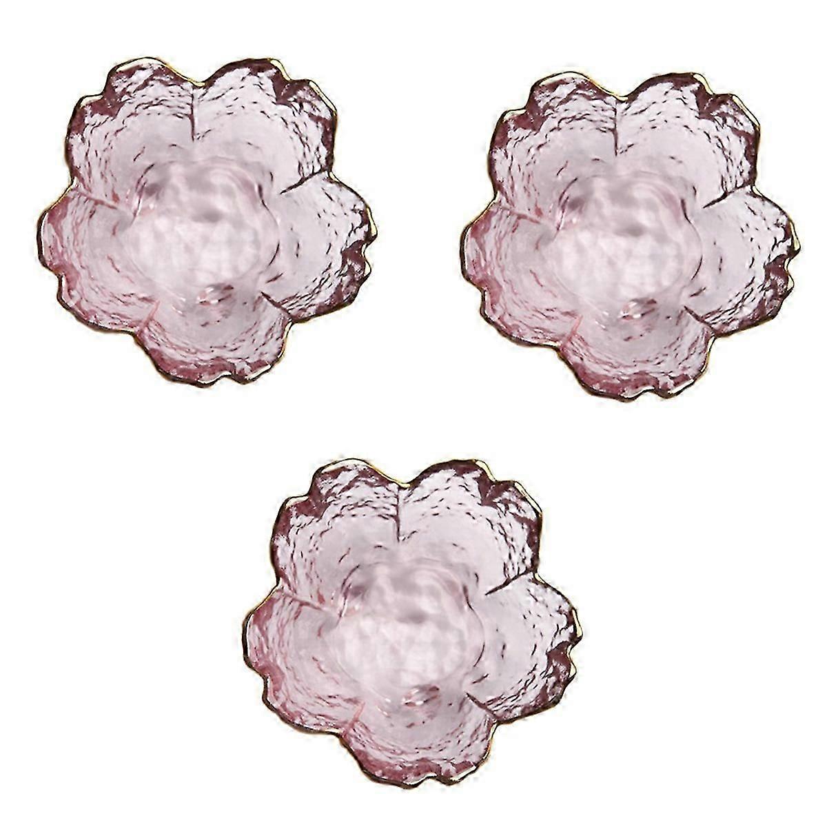 3Pcs Small Glass Plate with Golden Border Mini Seasoning Dessert Cute Style Bowl for Ice Cream Salad