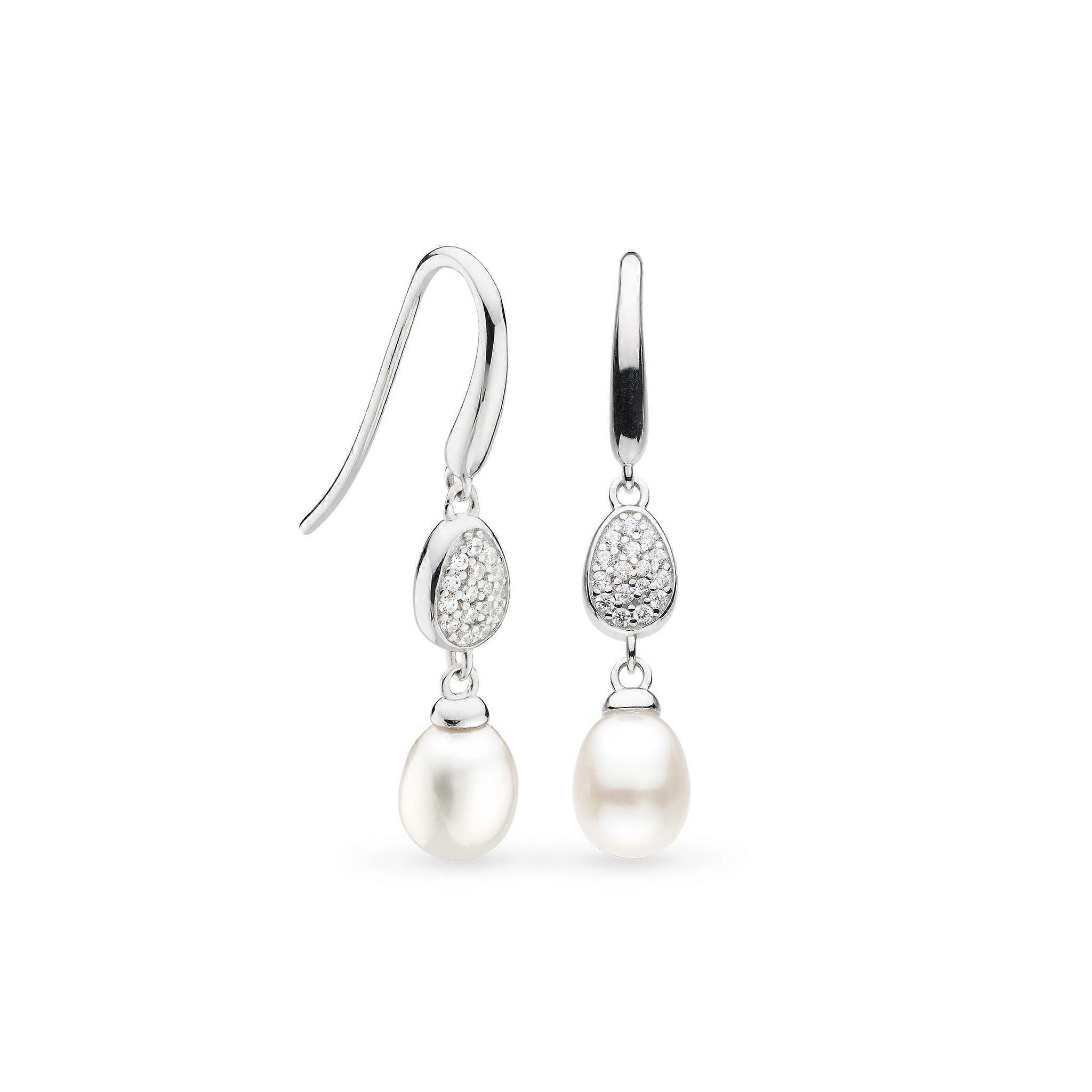 Kit Heath Coast Pebble Glisten Pavé Zirconia Rhodium Plated Drop Earrings 50182FPC