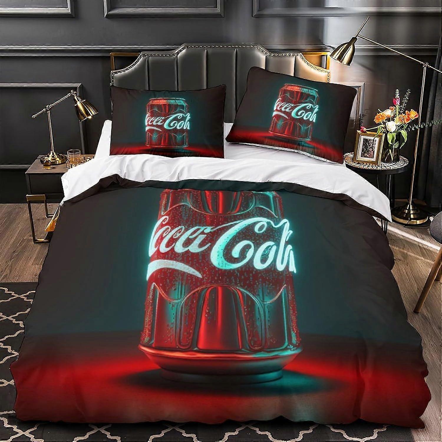 Coca - Cola Duvet Cover Comforter Covers Quilt Cover for Teens And Adults 3D Print Bedding Set with Pillow Cases Soft Microfiber with Zipper Closure 3