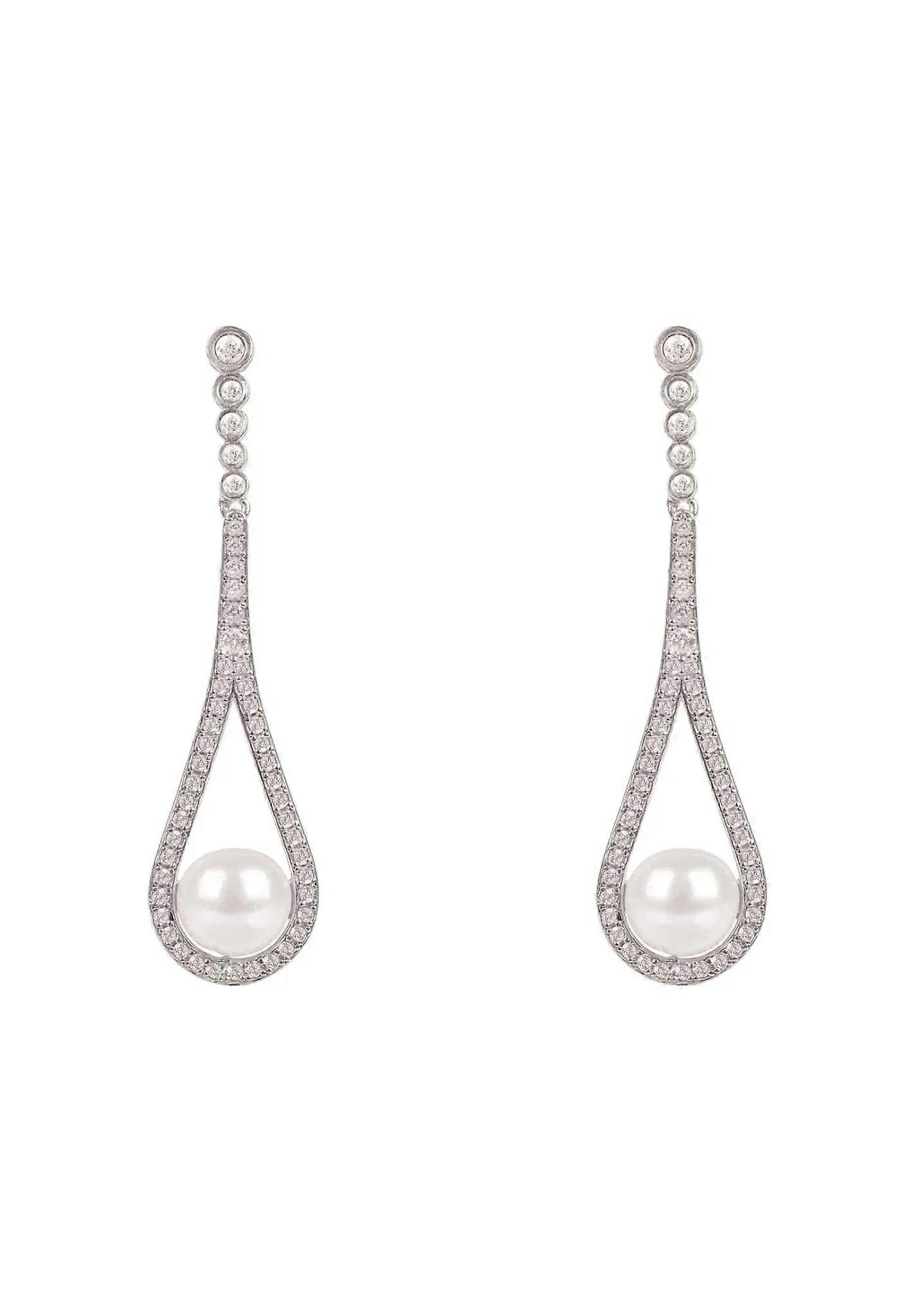 Latelita 女士 925 纯银摇篮珍珠吊坠耳环配立方氧化锆石