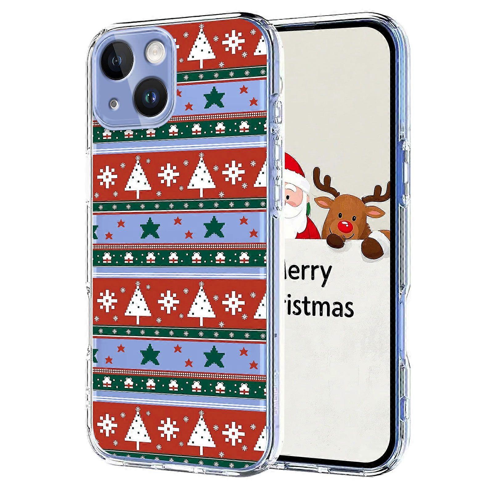 For iPhone 15 Case Christmas Themed Pattern Printing TPU Phone Back Cover