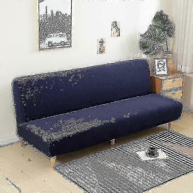 Large Armless Sofa Bed Slipcover with Stretch Fabric for Folding Futon Dust Proof Elastic Removable Jacquard Cover