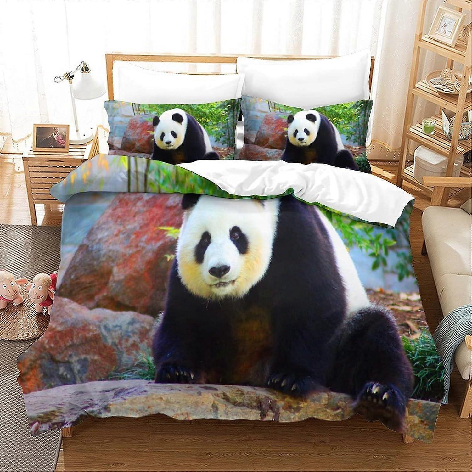 t619 Panda Duvet Set Set of 3 Pcs Bedding Quilt Cover Exquisite Comfortable Super Soft And Hypoallergenic with Pillowcase Suitable for Children And Ad
