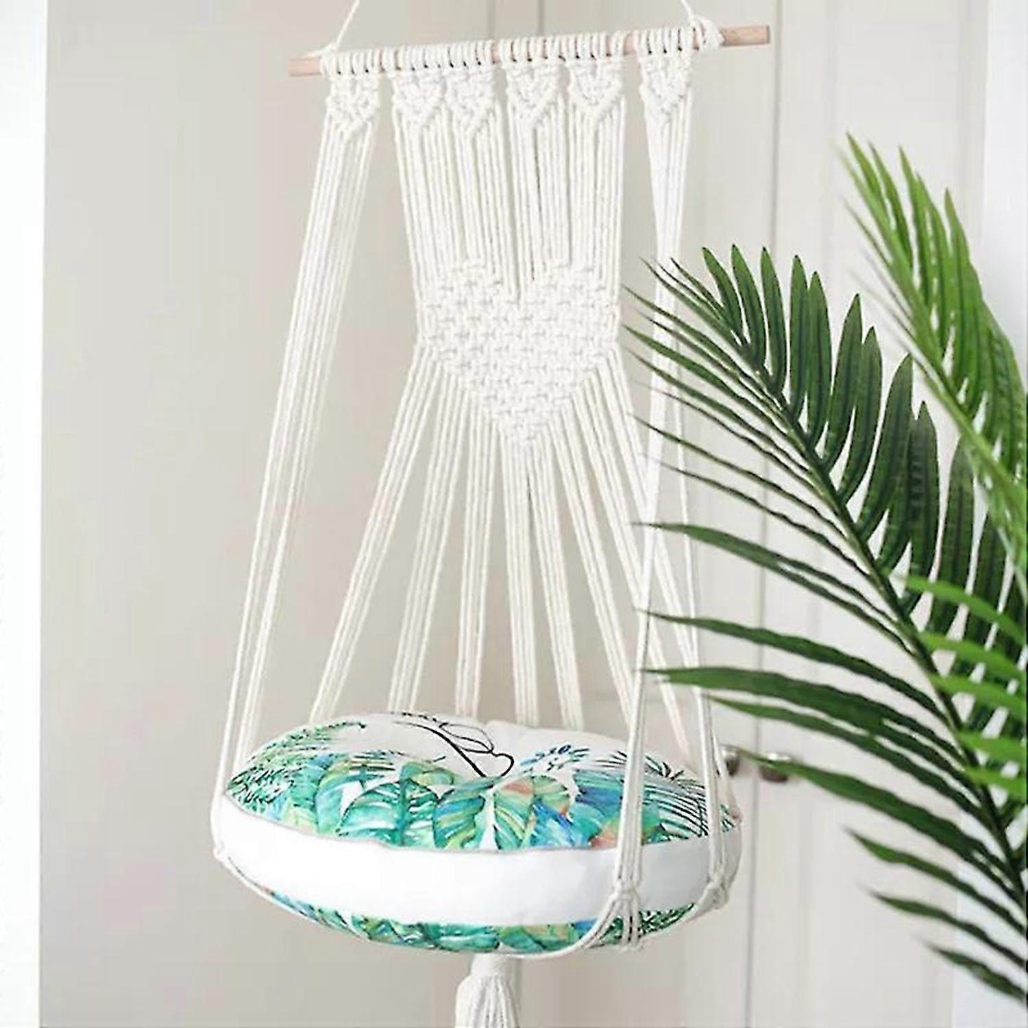 Hand-woven Cat Hammock Dangling Pet Swing Bed Ethnic Style Decorative Kitten Hanging Basket without Mat