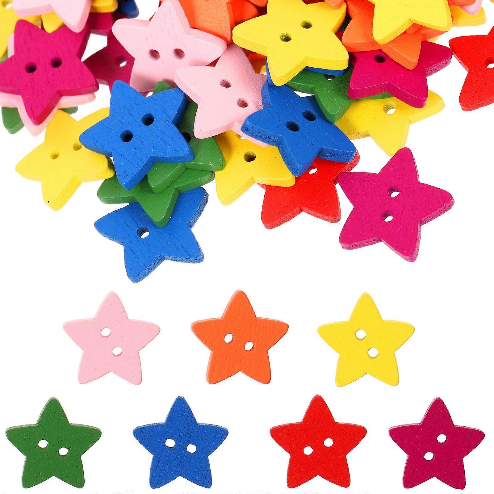 Wooden Buttons for Crafts Five-Pointed Star Shaped Buttons for Decoration 1000Pcs