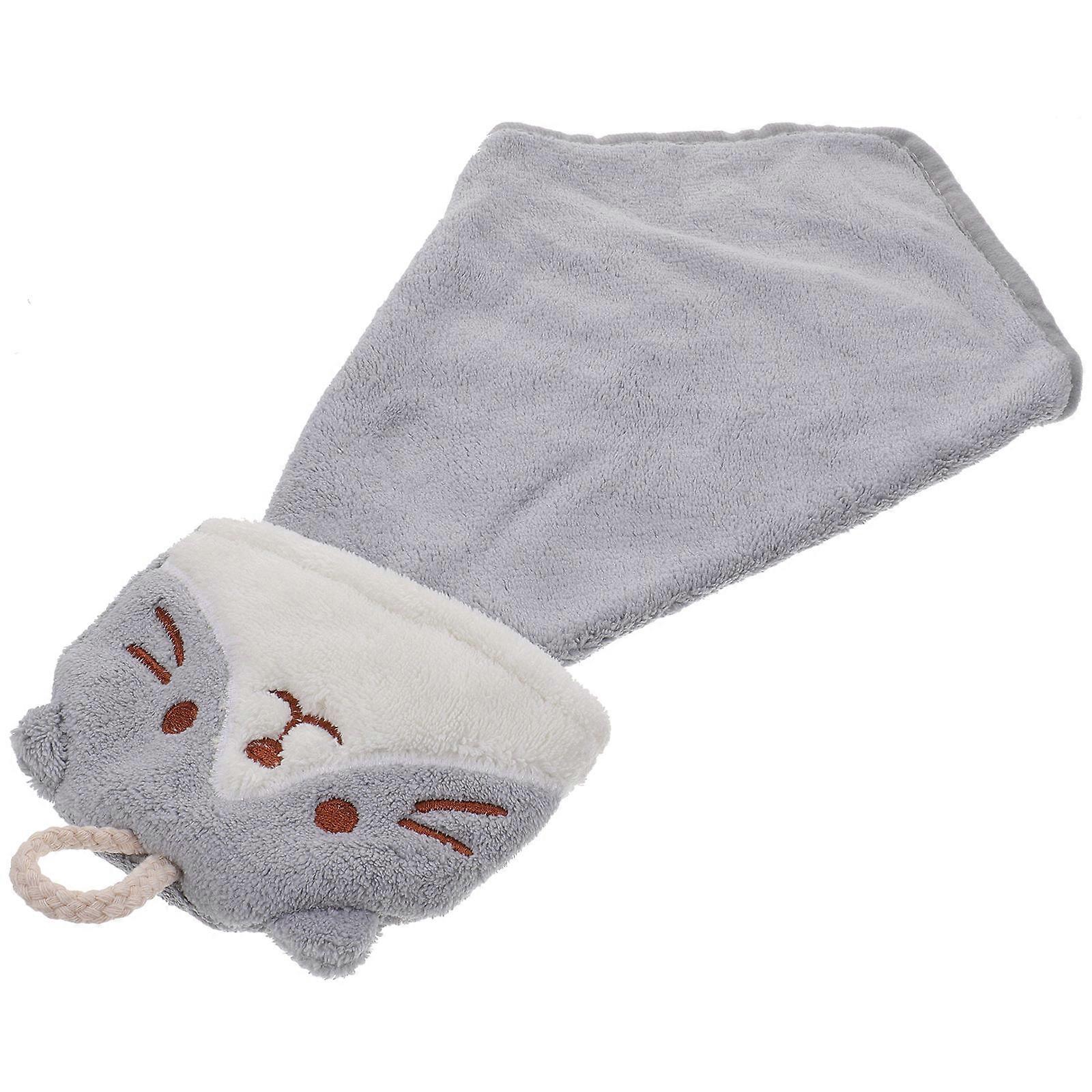 Coral Fleece Hand Towel Set 5Pcs Grey Color For Kitchen And Bathroom Cleaning Convenient Hanging Loop