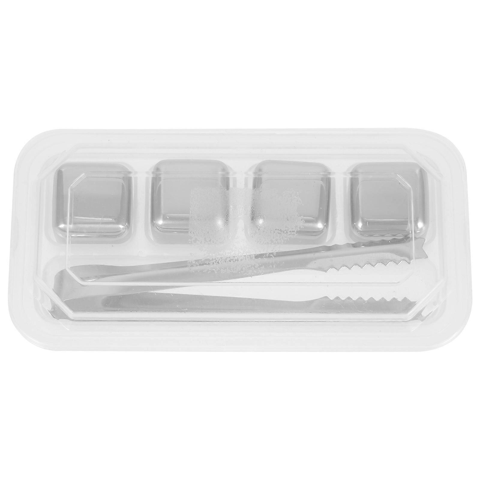 Reusable Ice Cube Stainless Steel Ice Cube for Chilling 4Sets with Clip