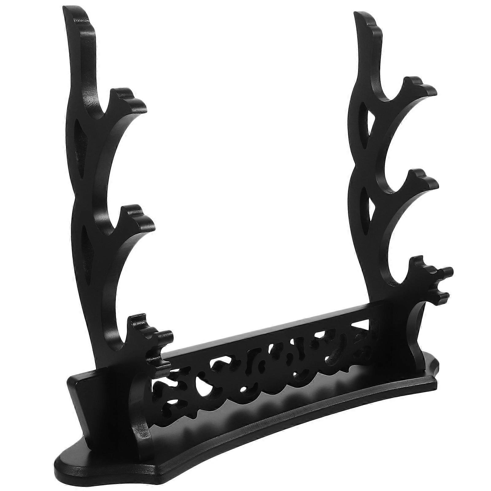 Hollow Design Sword Storage Display For Adults Ideal For Home Decoration With Solid Wood Construction And 40X19X10CM Size 1Set