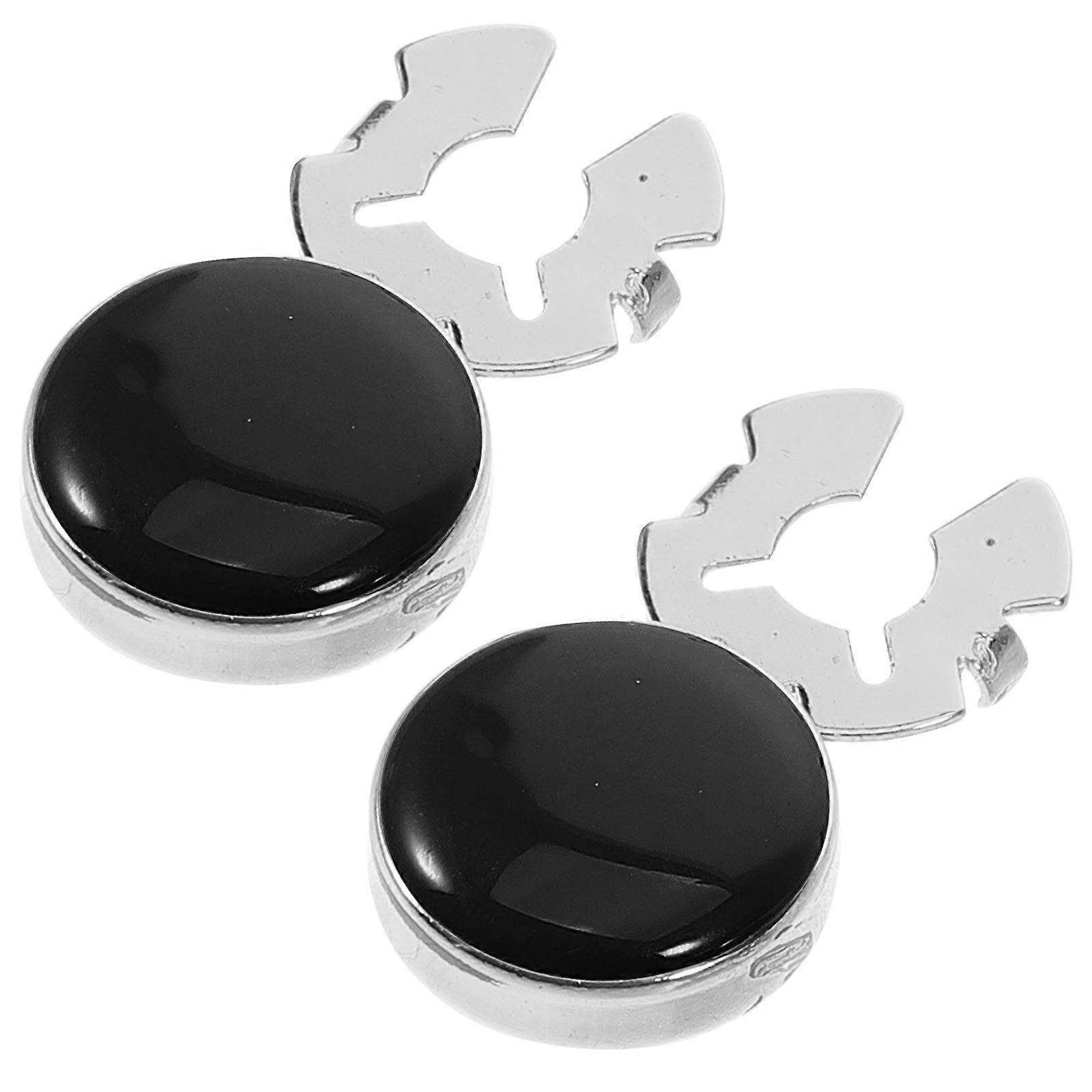 Classic Black Cufflinks And Tuxedo Studs Set For Formal Occasions 4 Pcs Stylish Men Accessory Easy Installation