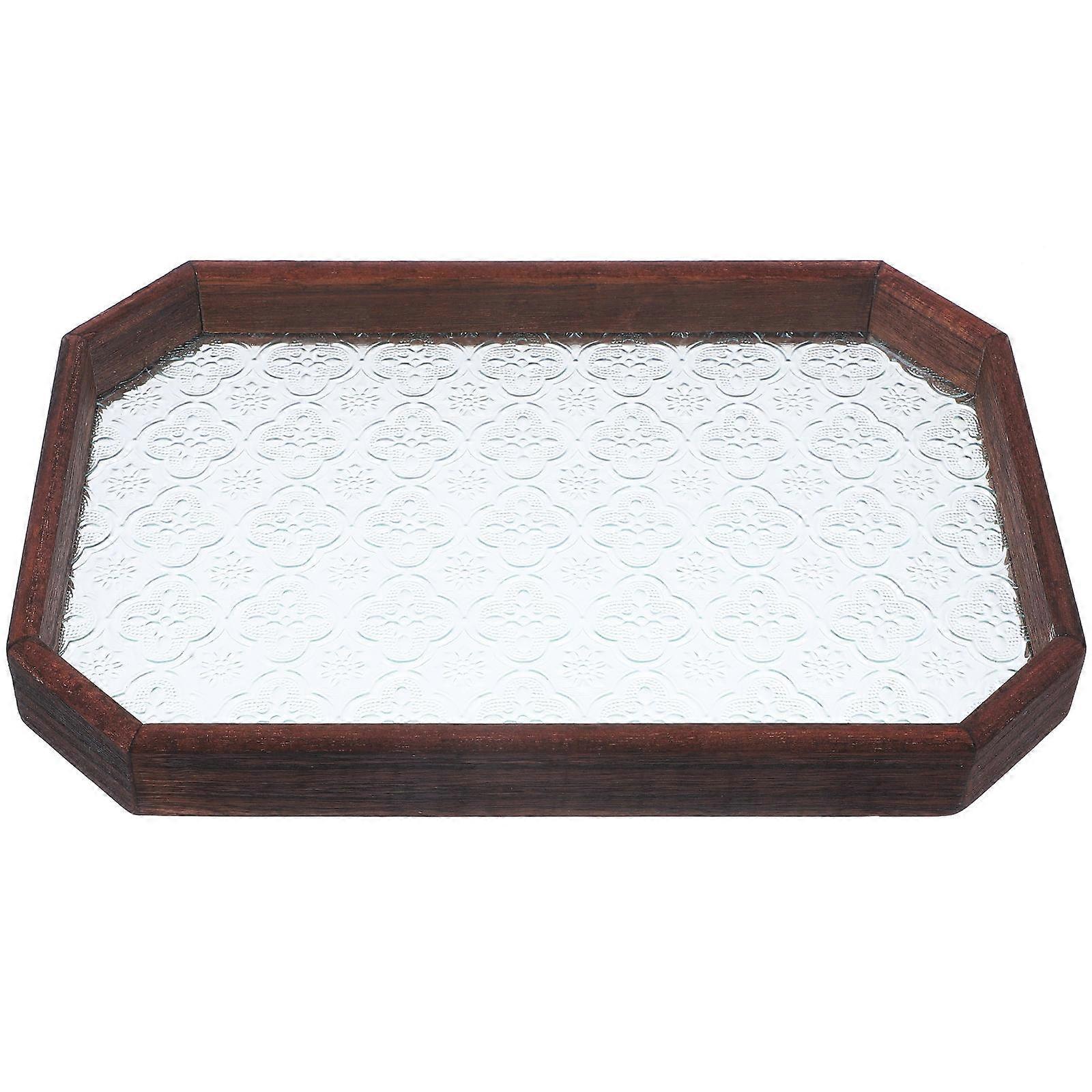Dark Brown Vintage Snack Serving Tray For Restaurants Home Use Octagonal Shape 3Pcs