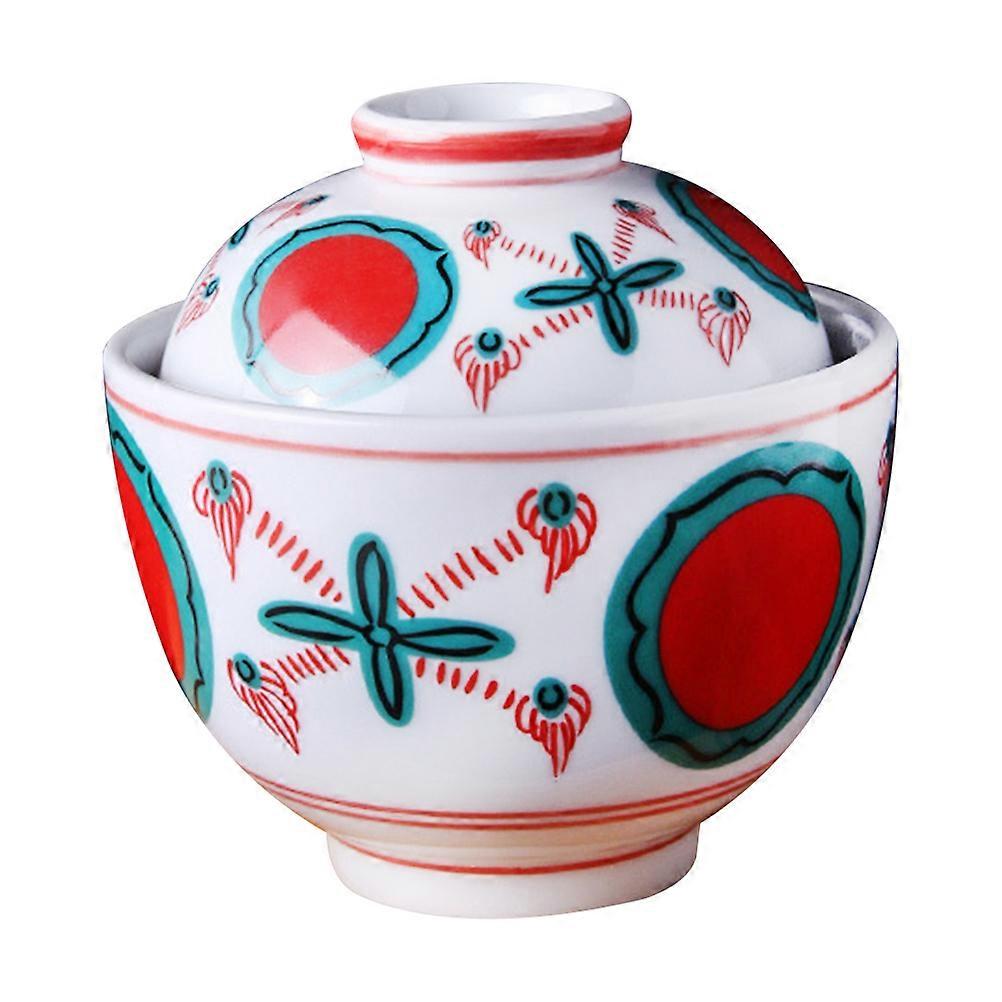 Ceramic Bowl With Lid Japanese Style Small Ceramic Bowls Underglaze Technique Household Users 3.6×3.6×3.5in 1 Set