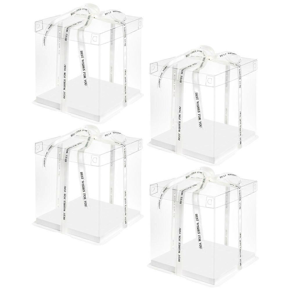 Clear Cake Containers PET Material for Hotel Cafe Dessert Packaging 4Pcs