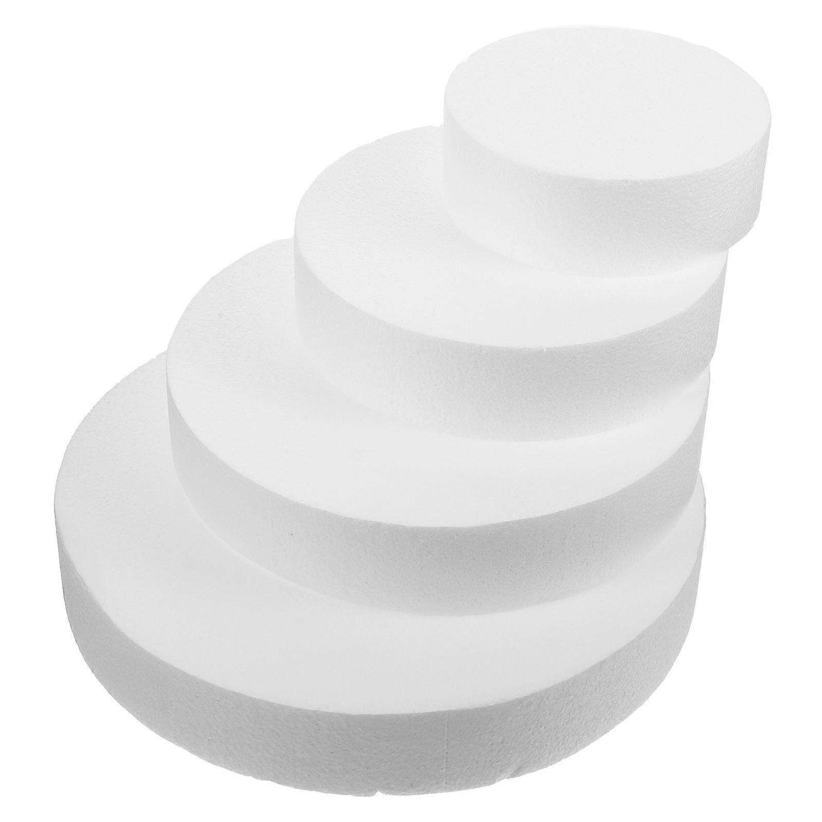Bakery Foams Cake Models Party Decoration Round White 25.00X25.00X5.00CM 4Set