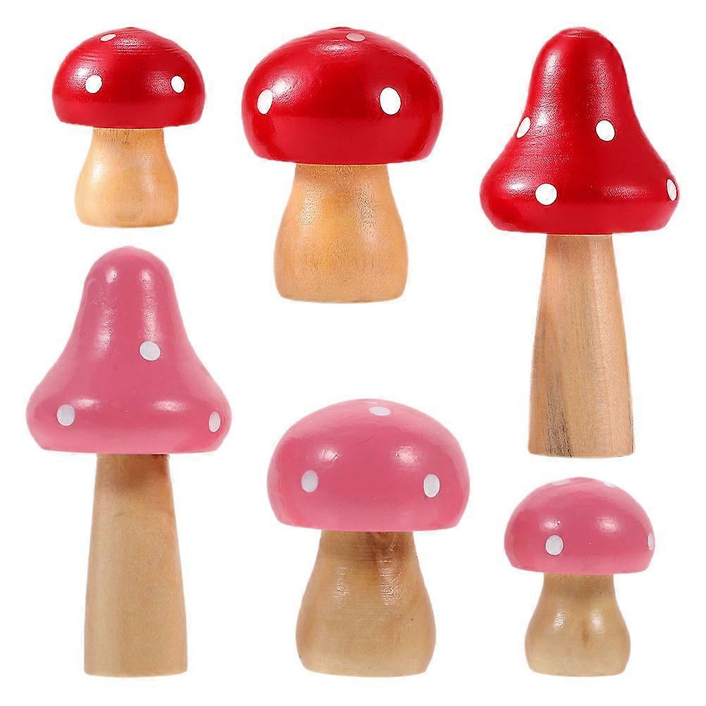 Tiny Mushroom Figurines for Decoration 30Pcs Wooden Mini Mushrooms Assorted Colors