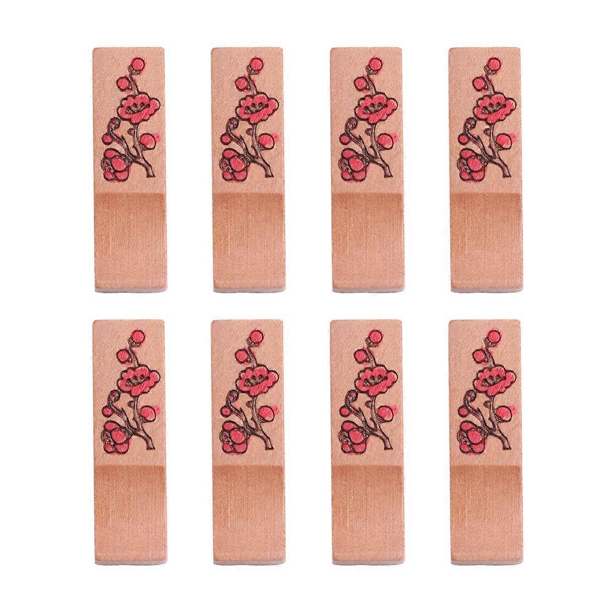 Chopstick Holder Rest Rack Bamboo Material Chinese Style Flower Shape for Restaurant Use 5x1x1cm Holding Spoons 8Pcs