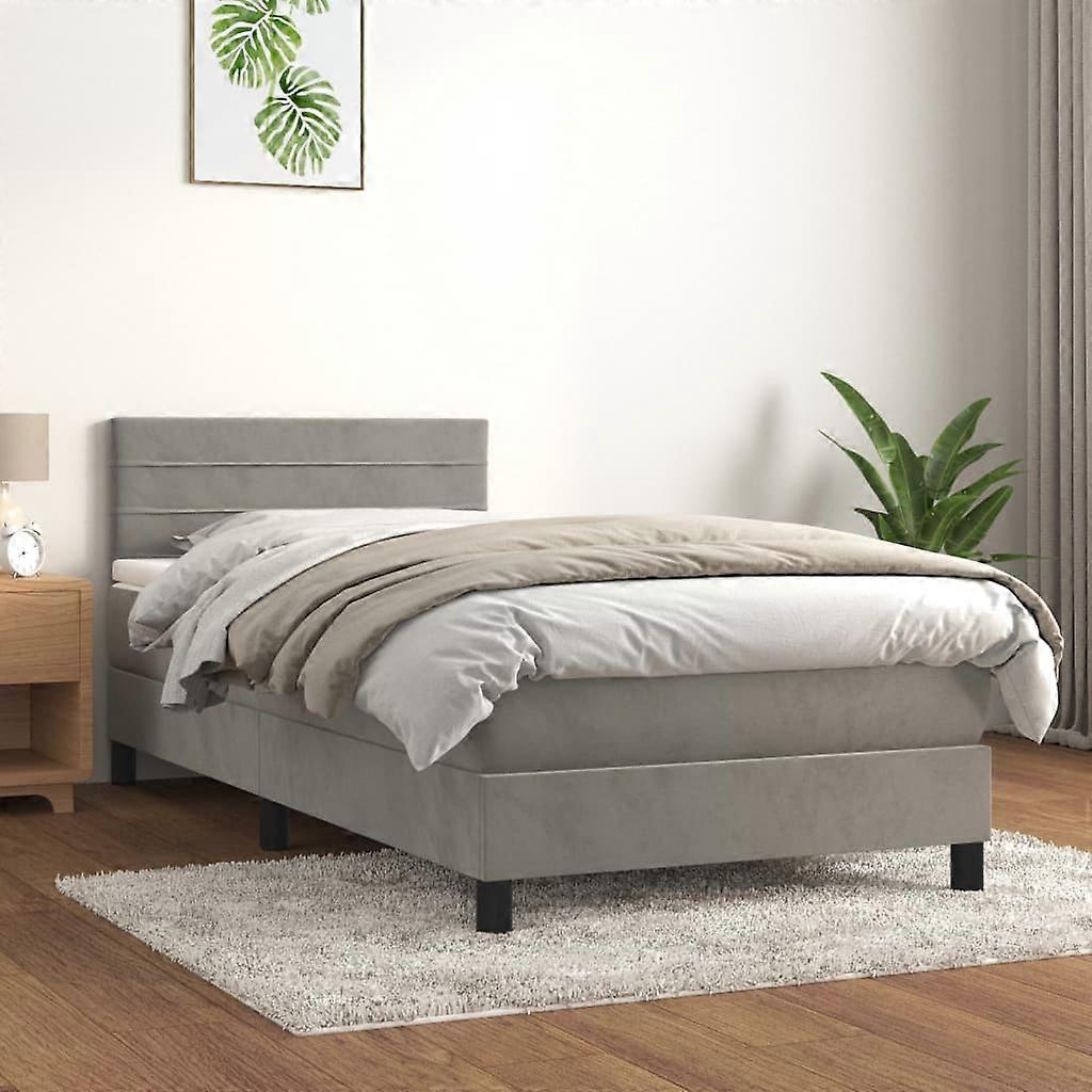 Boxspringbett mit Matratze Hellgrau 90x190 cm Samt