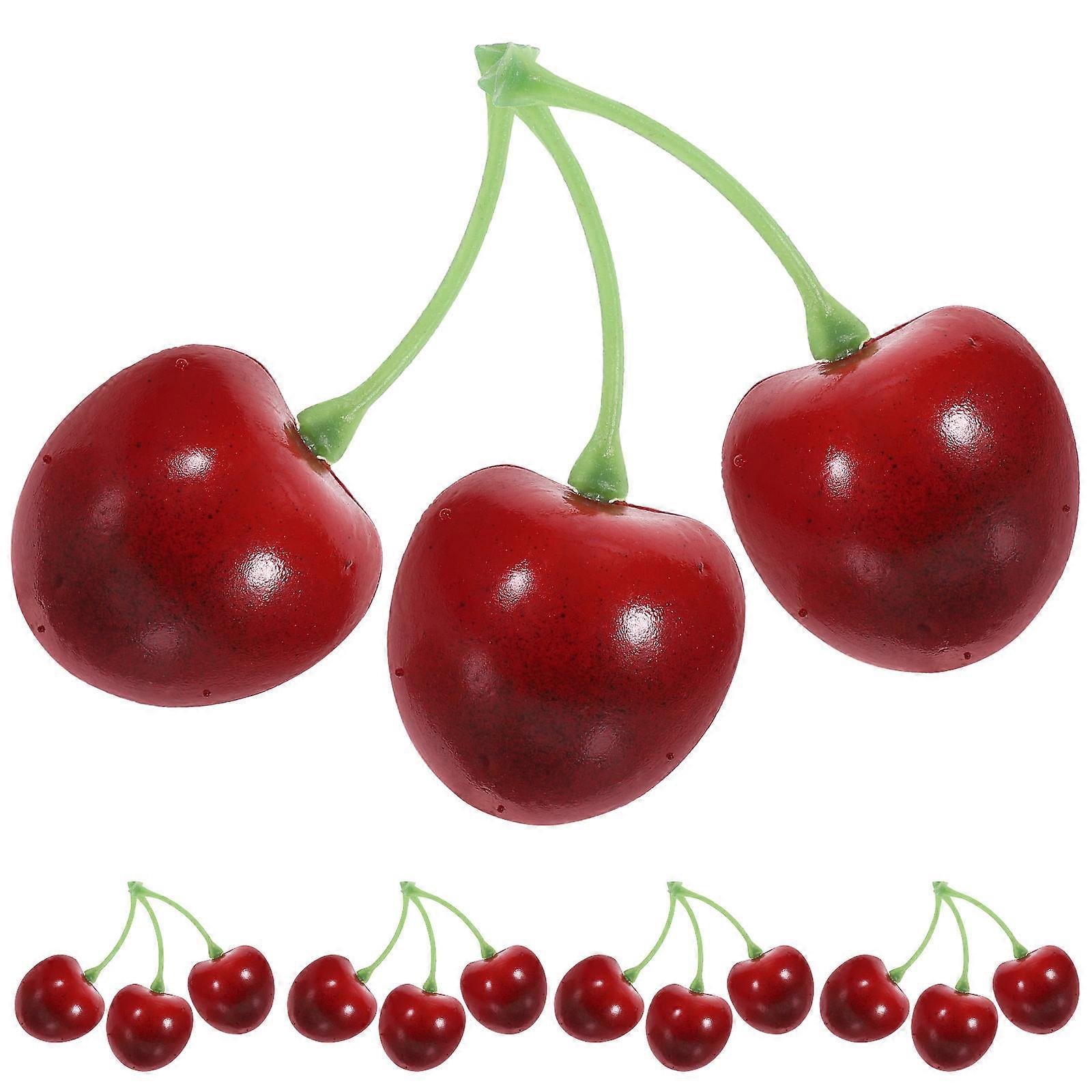 Cherry Fruit Model Realistic Simulation Cherry Model for Decoration 20Pcs