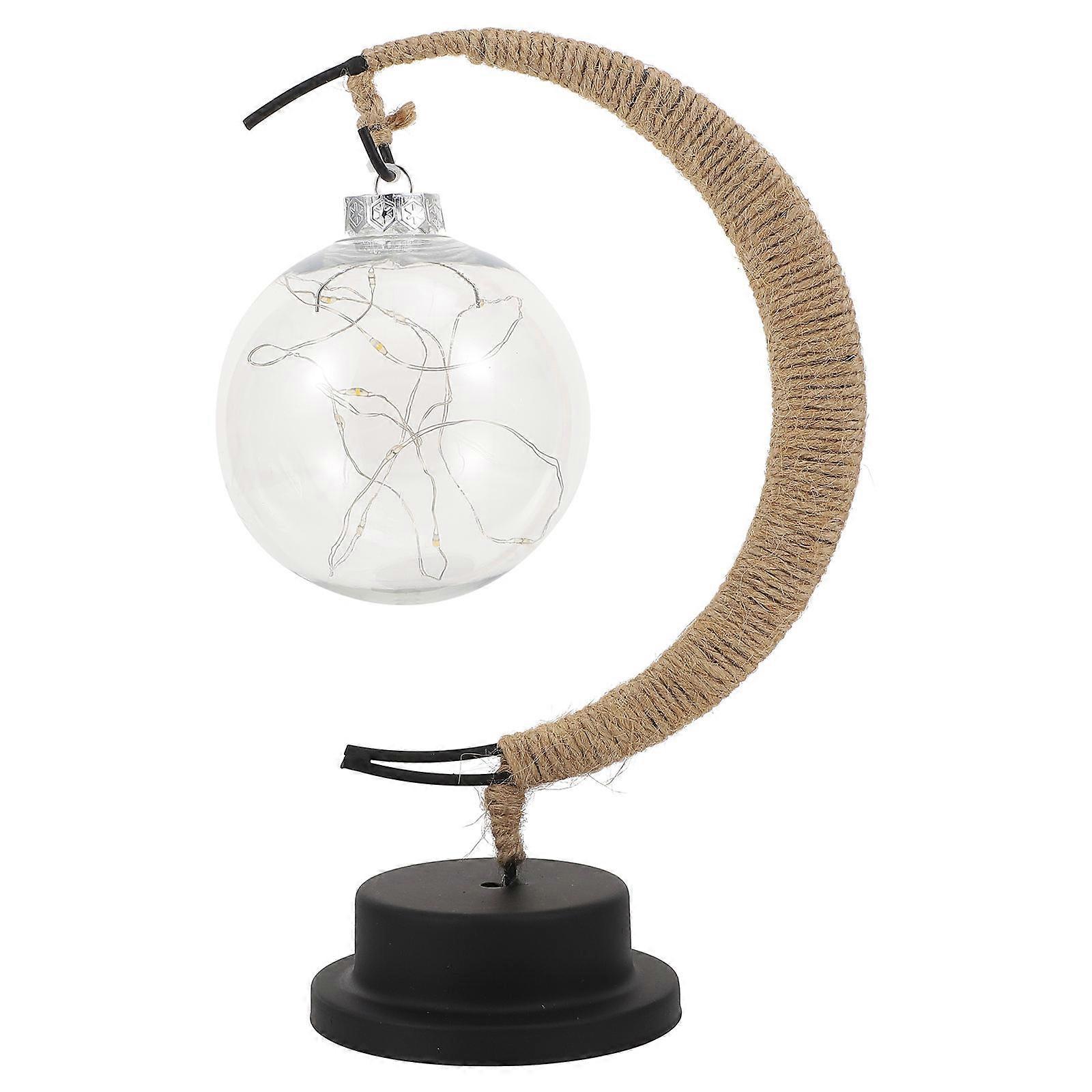 Home Night Light Iron Moon Shape Table Light 2Pcs