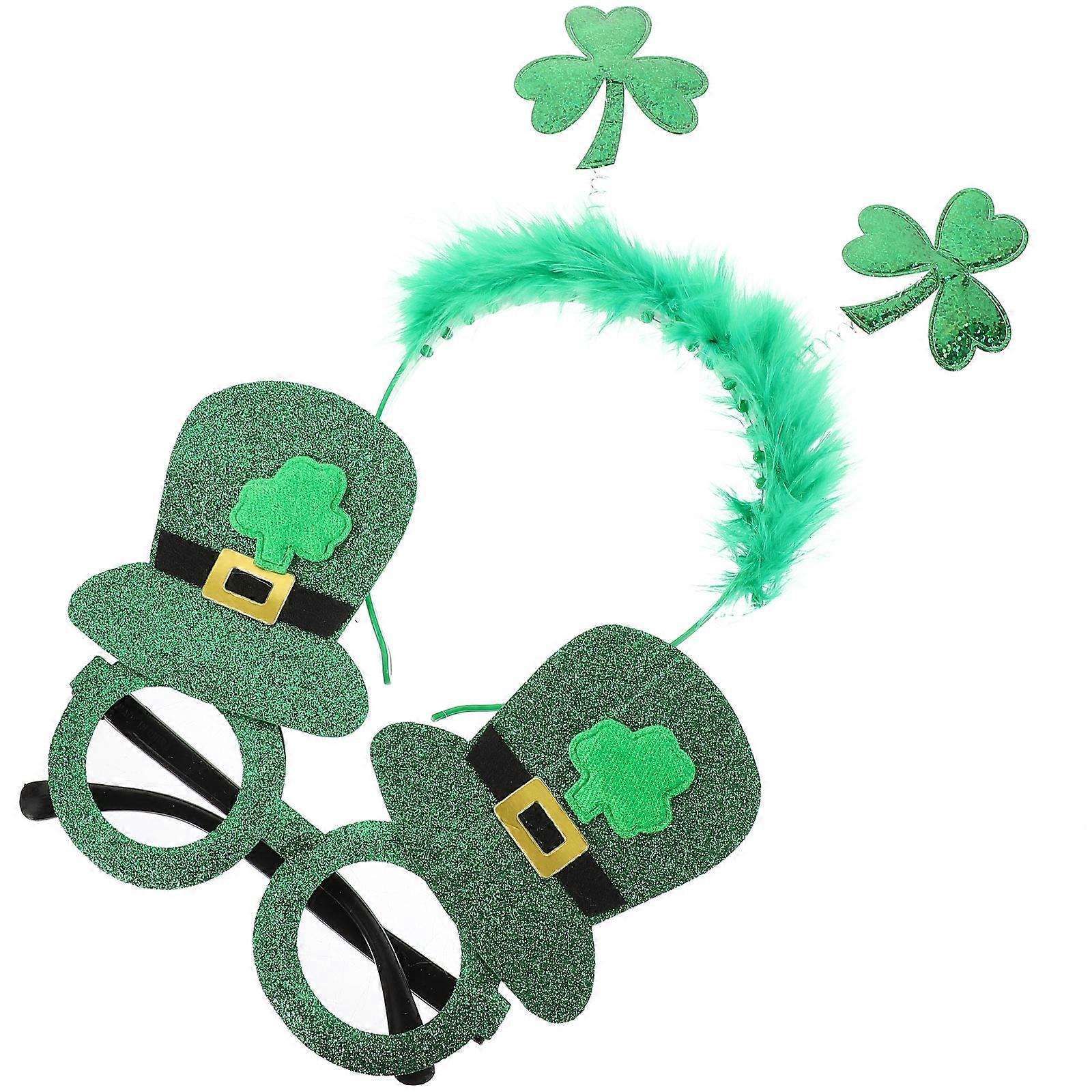 St. Patrick's Day Eyeglasses Frames Festival Decoration For Celebration Green Rectangular 2 Sets