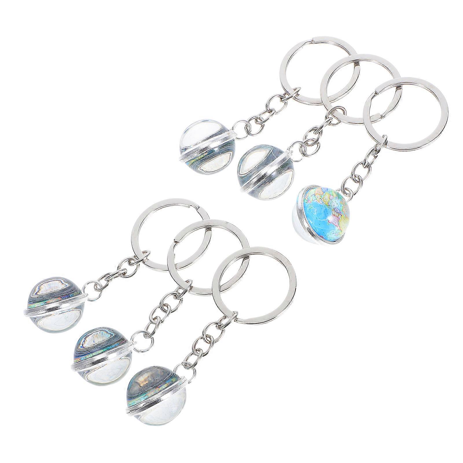 Glass Globe Keychain for Keys 18Pcs Creative Earth Map Pendant