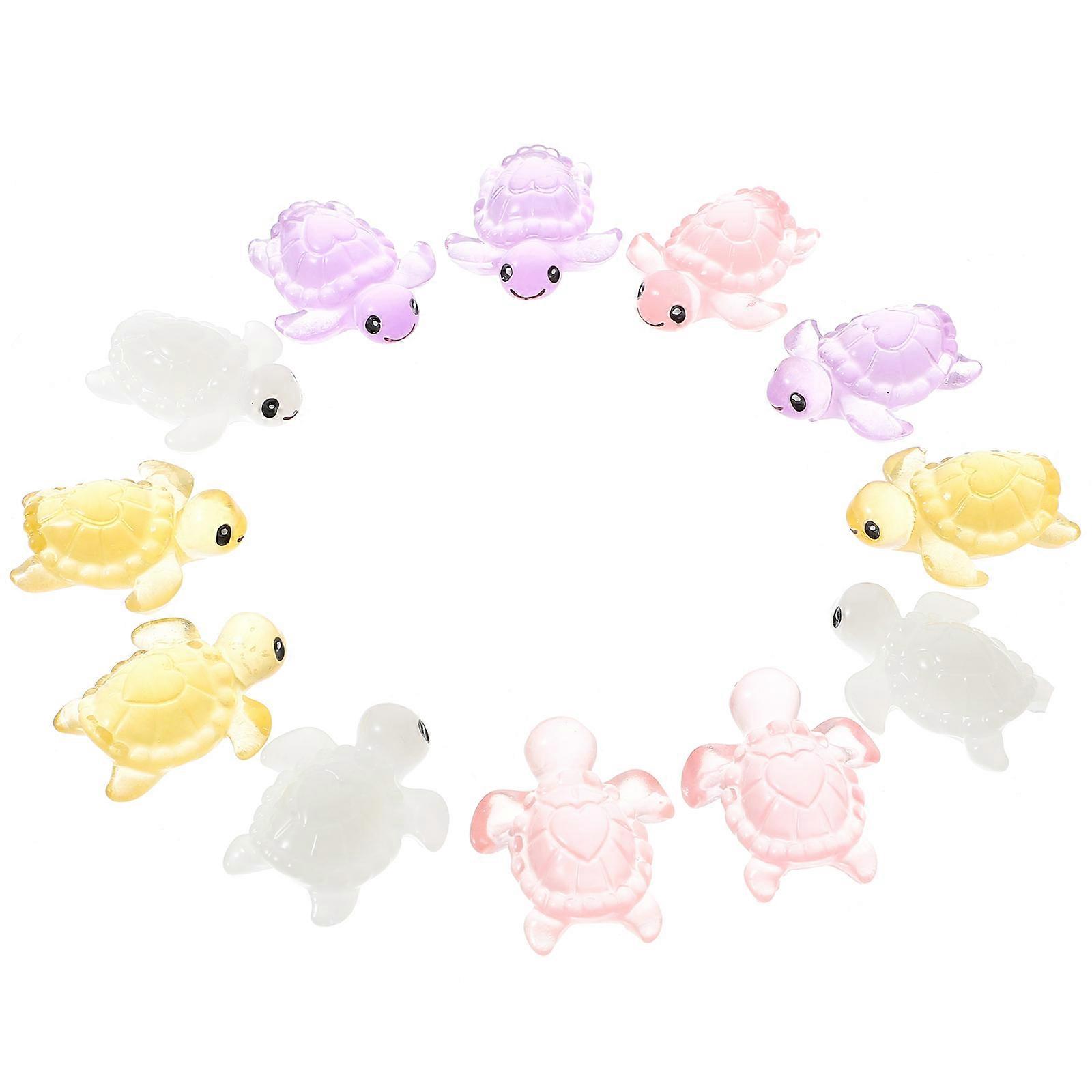 Miniature Turtle Shape Glow In The Dark Decor For Fish Tank Micro Landscape Design Resin 24Pcs